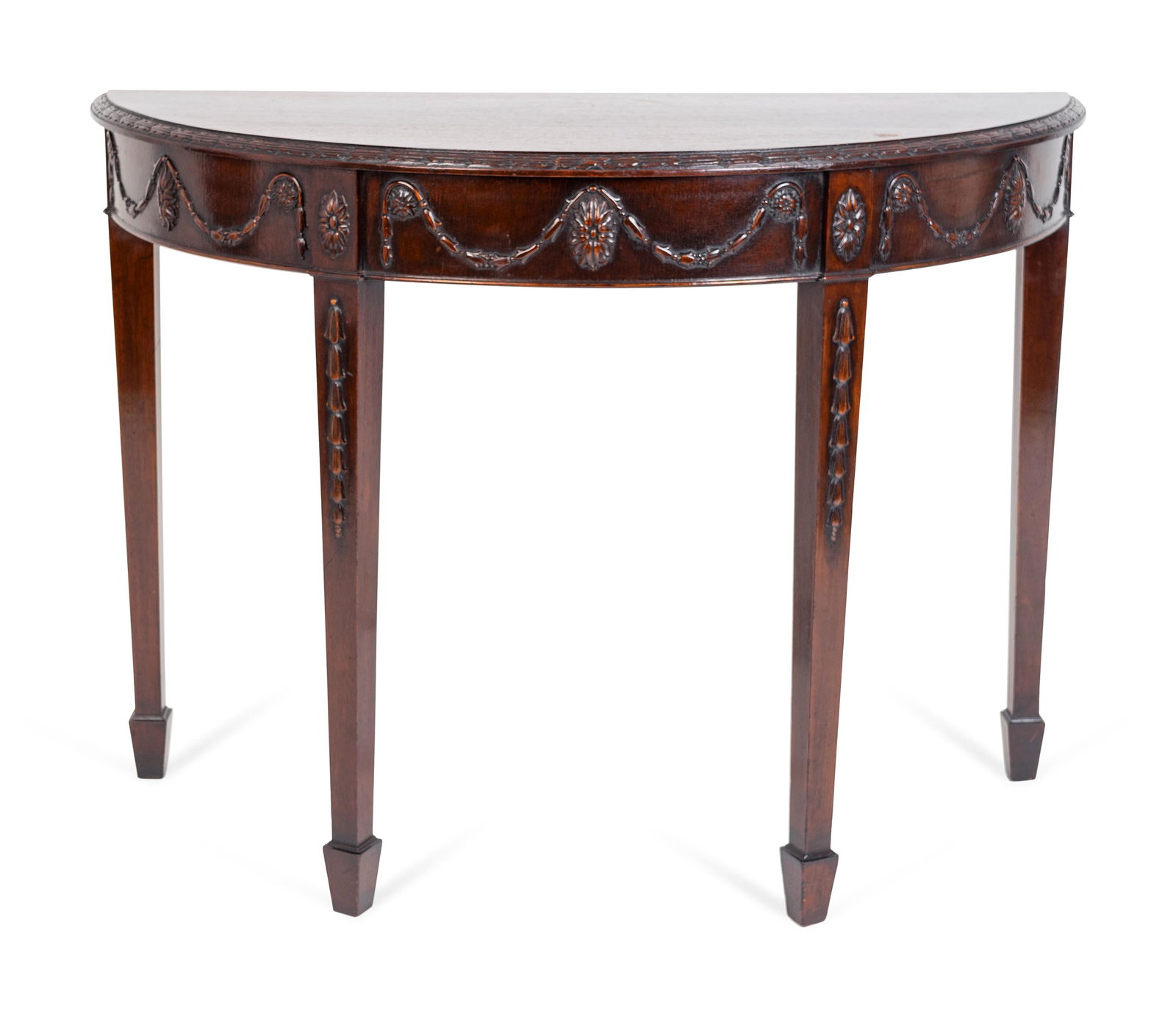 A George III Style Carved Mahogany Demilune Console (1 of 1)