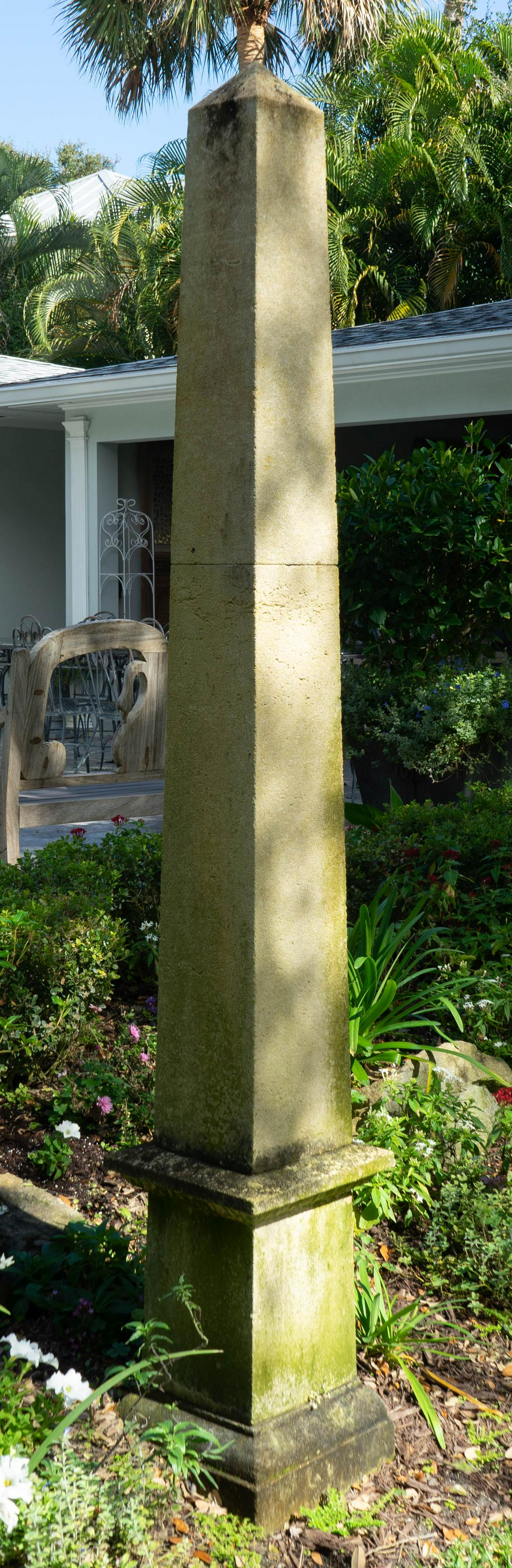 A Pair of Carved Stone Obelisks Height 85 x base, 13 (1 of 2)