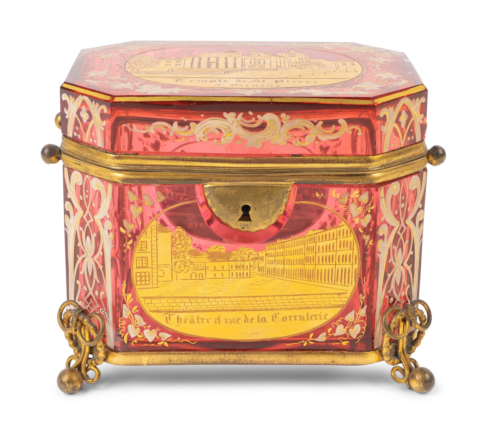 A Swiss Gilt-Decorated and Enameled Red-Flashed Glass (1 of 3)