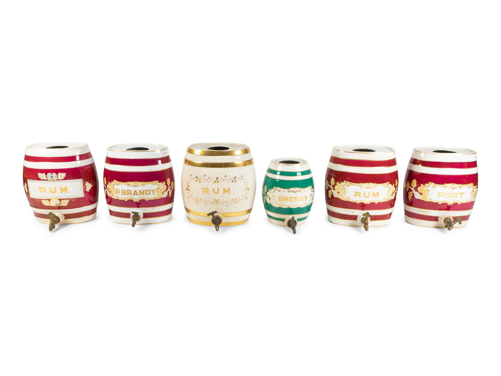 Six English Glazed Earthenware Spirit Barrels Heights (1 of 1)