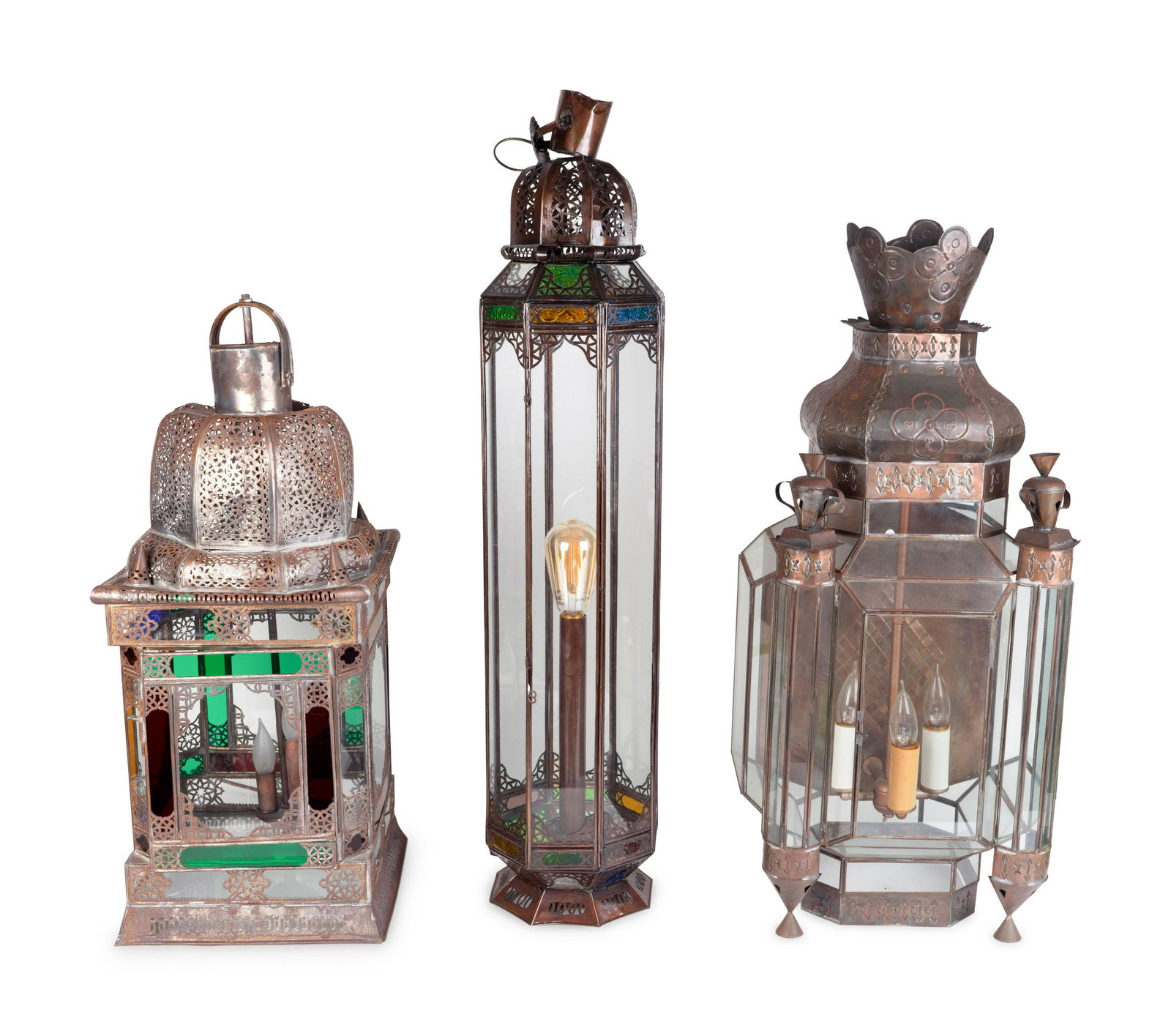 Five Middle Eastern Metal Lanterns Height of tallest 35 (1 of 1)