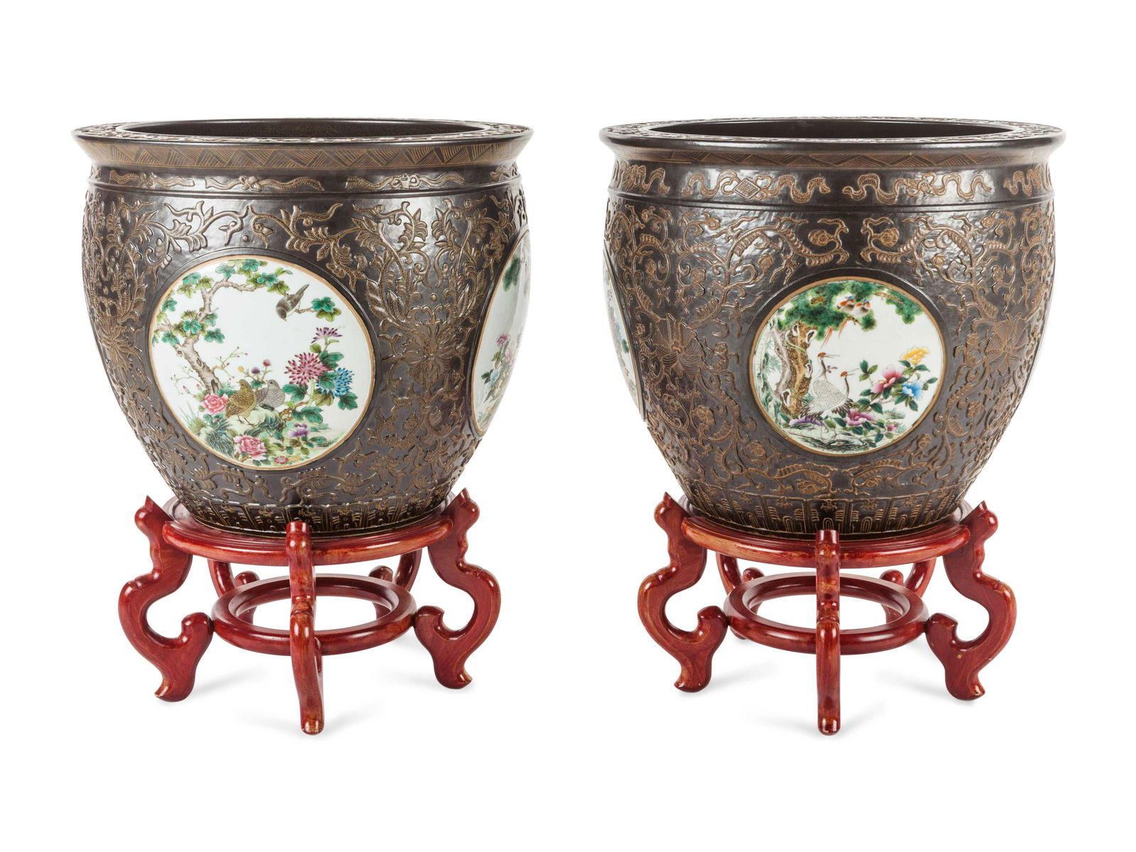 A Pair of Large Chinese Export Brown-Glazed Porcelain (1 of 5)