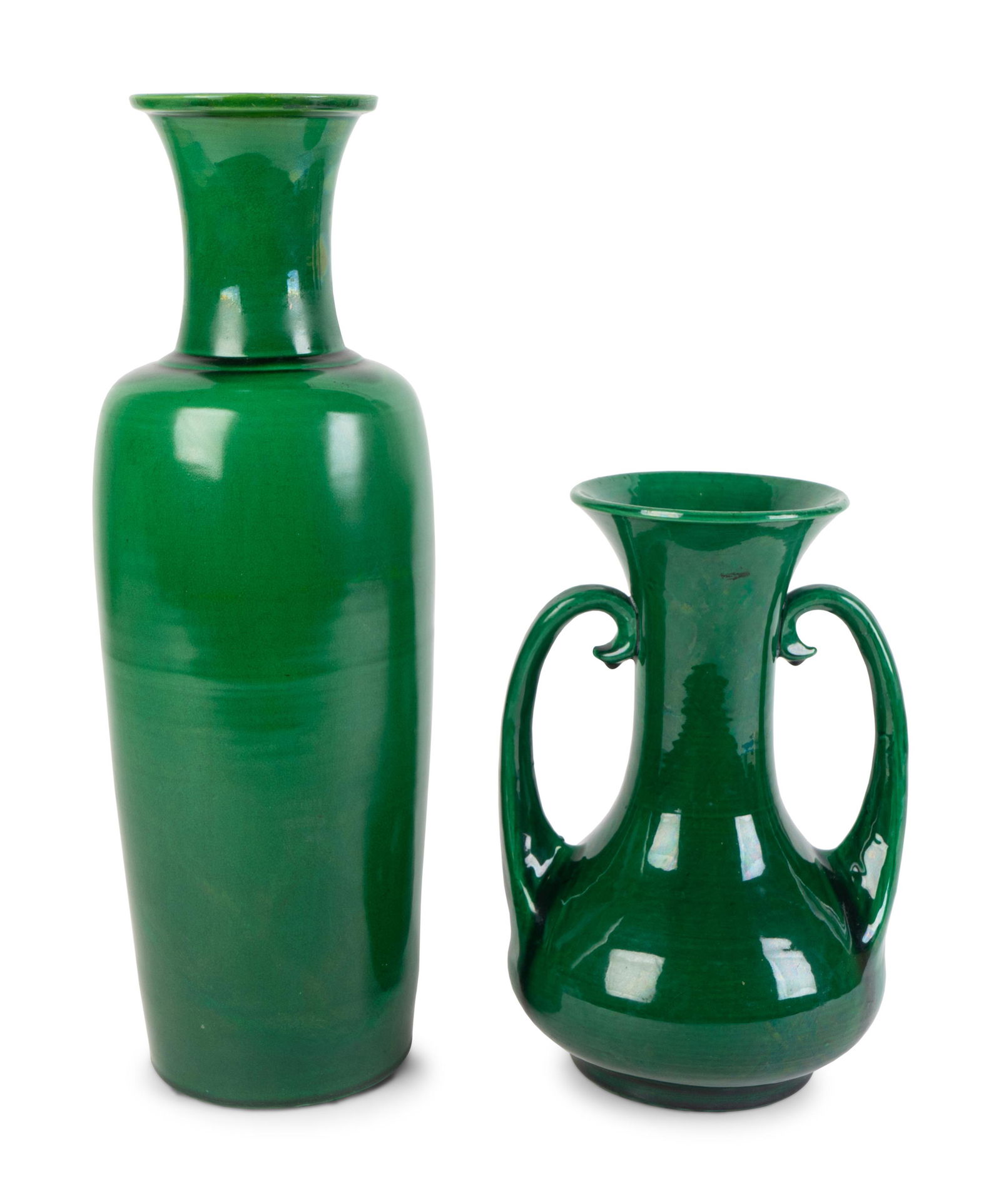 Two Contemporary Japanese Awaji Green-Glazed Porcelain (1 of 1)