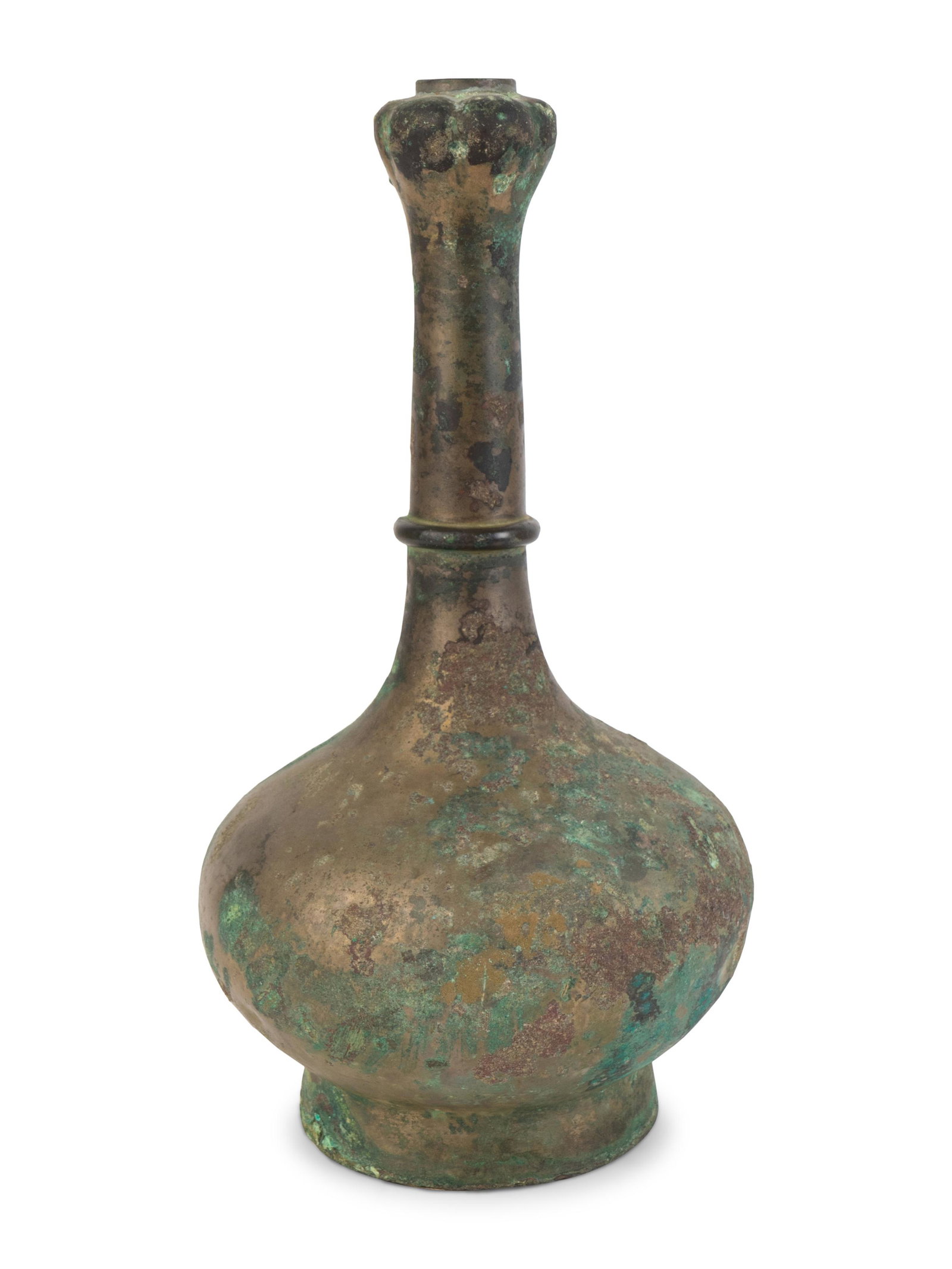 A Chinese Garlic Bulb-Form Bronze Wine Vessel Height 13: A Chinese Garlic Bulb-Form Bronze Wine Vessel HAN DYNASTY Height 13 1/2 x diameter 7 inches. The Collection of Morton and Barbara Mandel, Sold to Benefit the Jack, Joseph and Morton Mandel Foundation