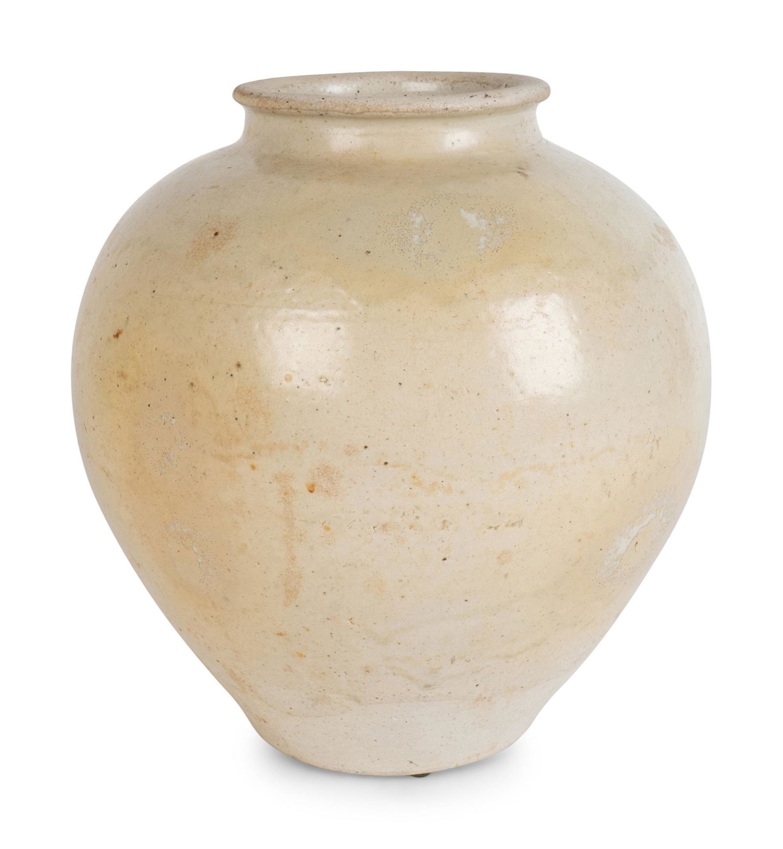 A Chinese White-Glazed Ceramic Ovoid Jar Height 11 x (1 of 1)