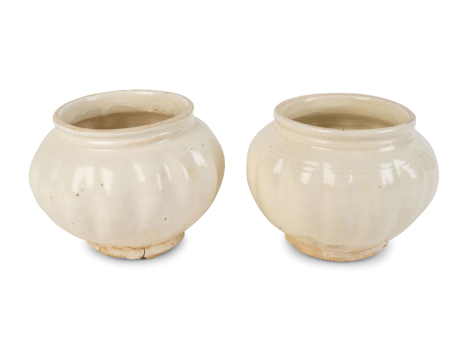 Two Chinese Qingbai Lobed Porcelain Jars Height 4 x (1 of 1)