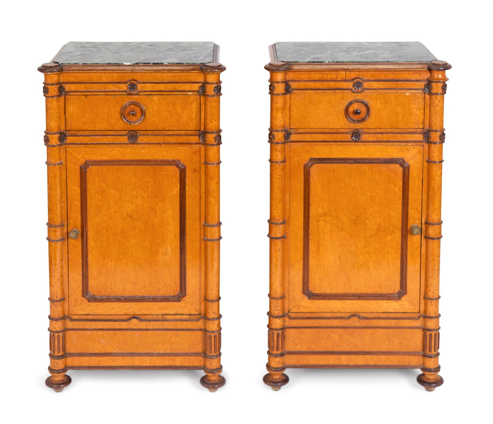 A Pair of Faux Bamboo-Turned Maple Bedside Cupboards (1 of 1)