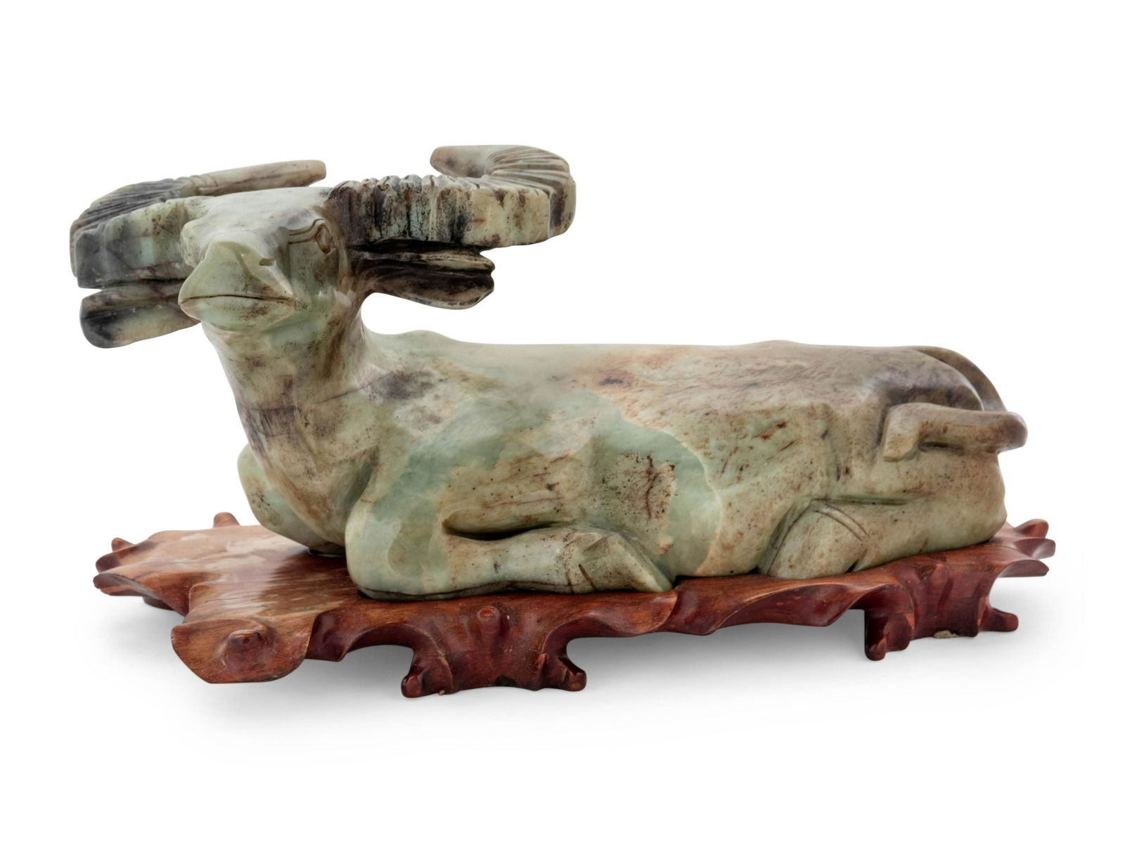 A Chinese Export Carved Hardstone Model of a Bull (1 of 3)