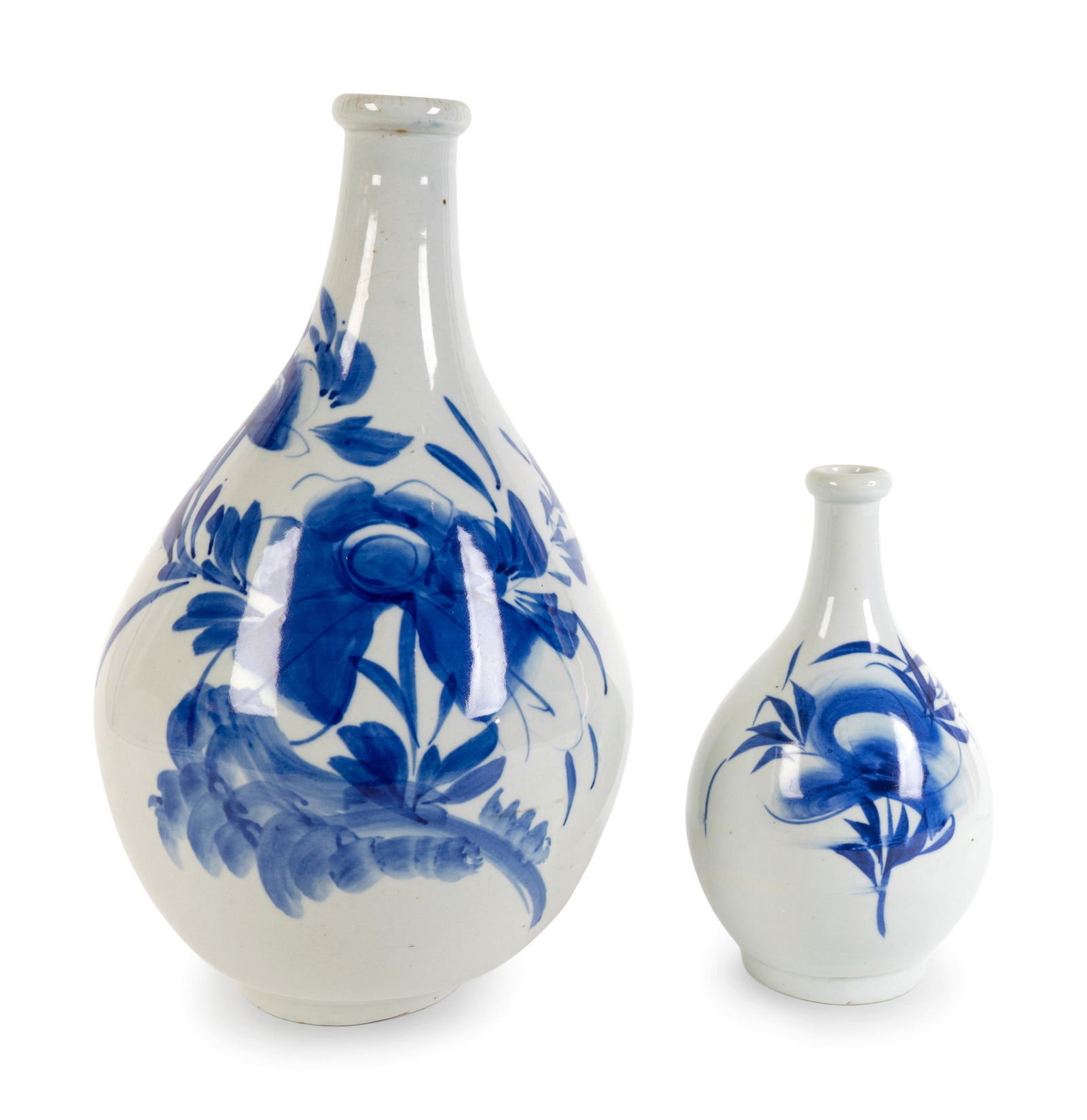 Two Korean Style Blue and White Porcelain Vases Height (1 of 1)