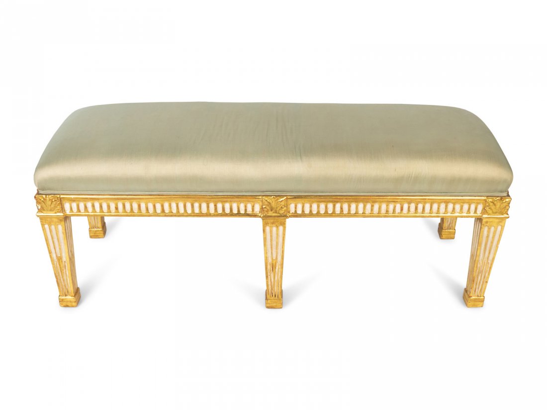 A Directoire Style Painted and Parcel Gilt Bench 19TH/2 (1 of 1)