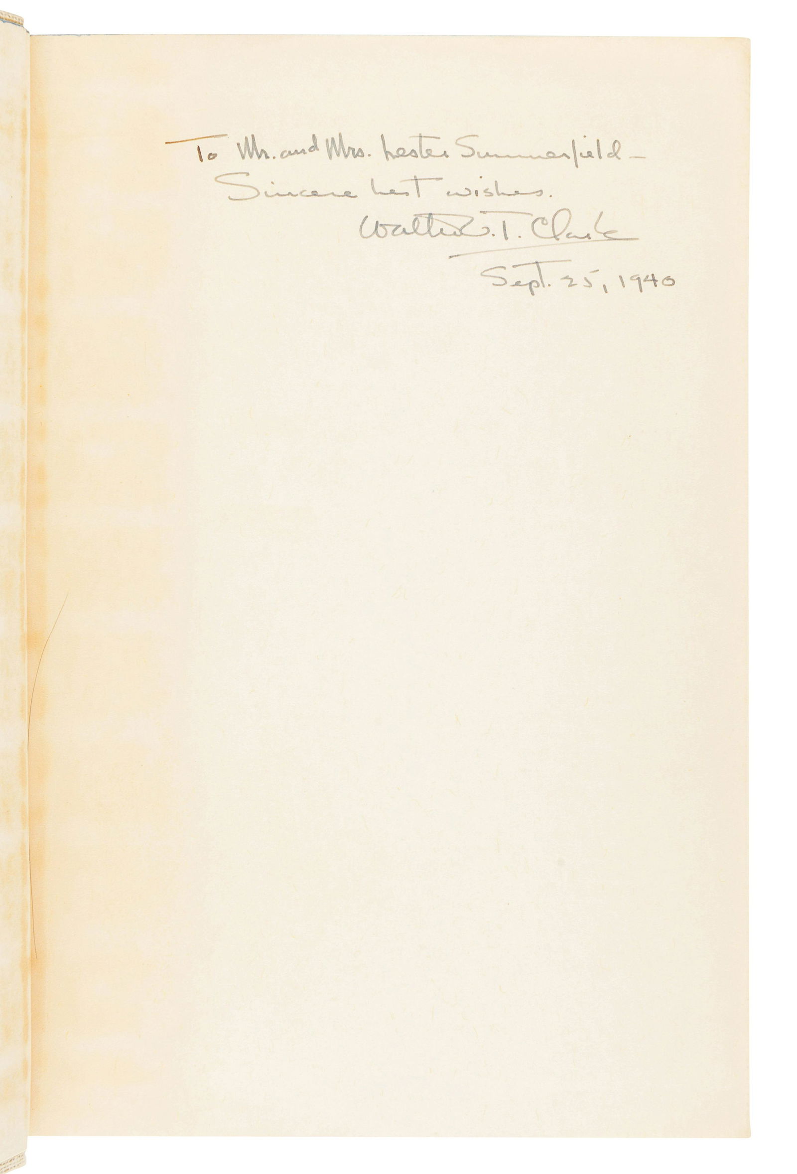 CLARK, Walter Van Tilburg (1909-1979). The Ox-Bow (1 of 4)