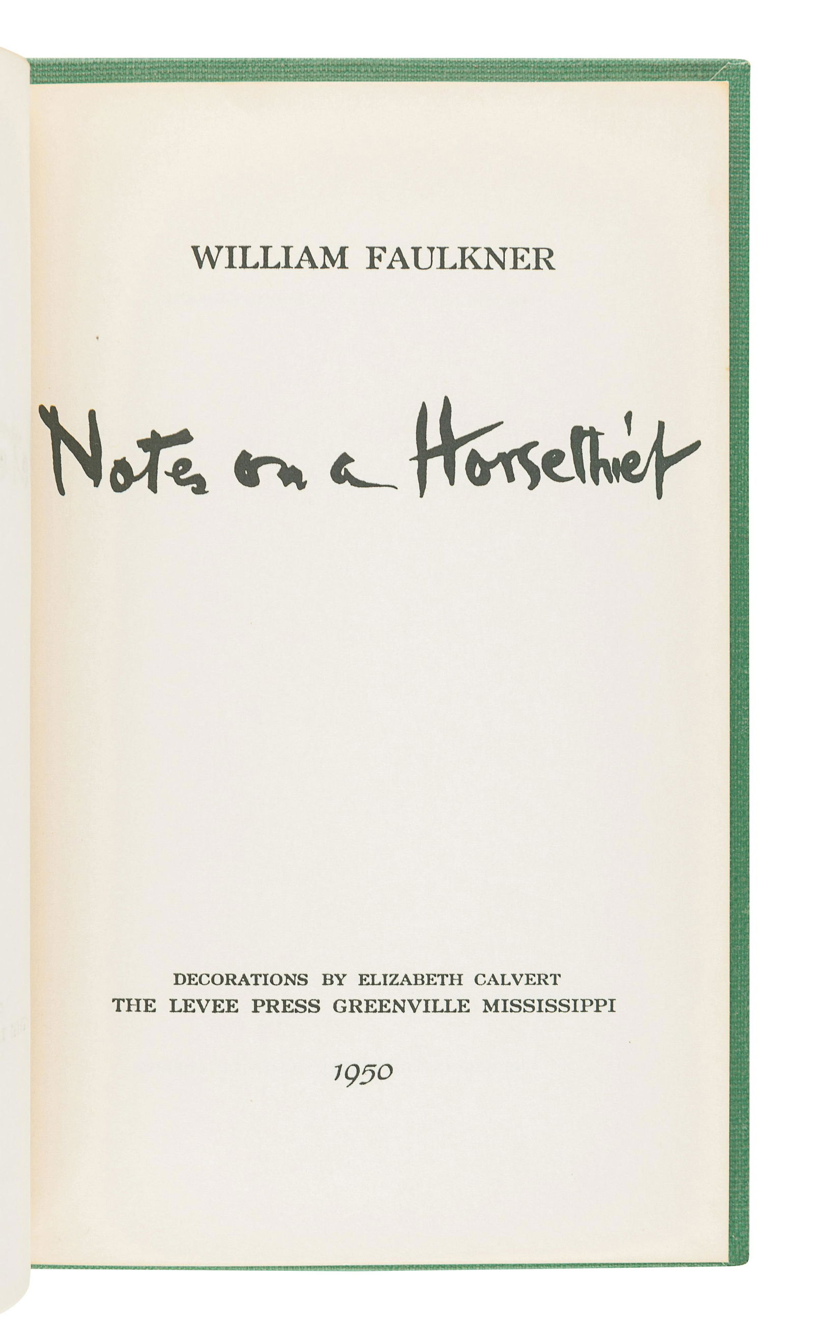 FAULKNER, William (1897-1962). Notes on a Horse Thief. (1 of 5)