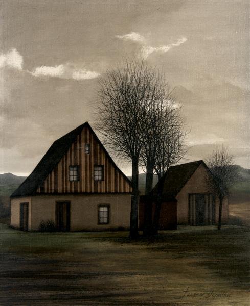 Jacques Deperthes, (French, b. 1936), Ladek-zdroj, 1972: Jacques Deperthes (French, b. 1936) Ladek-zdroj, 1972 oil on canvas signed (lower right) 28 1/4 x 23 1/4 inches.