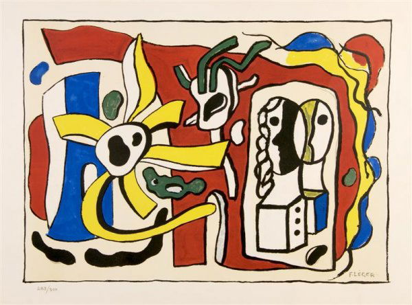 Fernand Leger, (French, 1881-1955), Couplle et Soleil: Fernand Leger (French, 1881-1955) Couplle et Soleil color lithograph edition 229/300, signed (lower right) 16 3/4 x 23 1/2 inches.