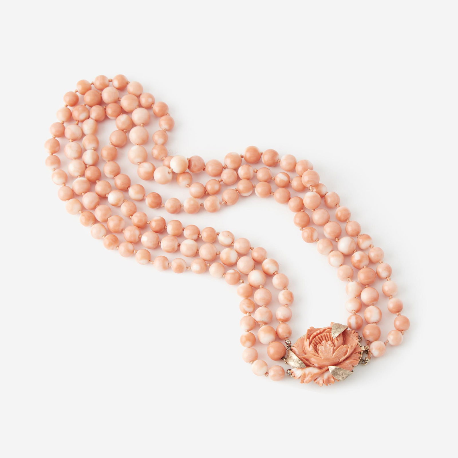 A coral and fourteen karat gold necklace, (1 of 1)