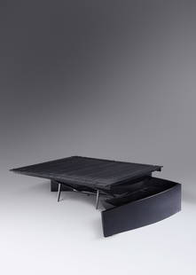 Thomas Hucker (b. 1955) Slatted Table, 1991: Thomas Hucker (b. 1955) Slatted Table, 1991 lacquered and ebonized mahogany, waxed linen H 16 x W 69 x D 56 inches Provenance: Peter Joseph Gallery, New York, NY Property from the Collection of Dr. Ro