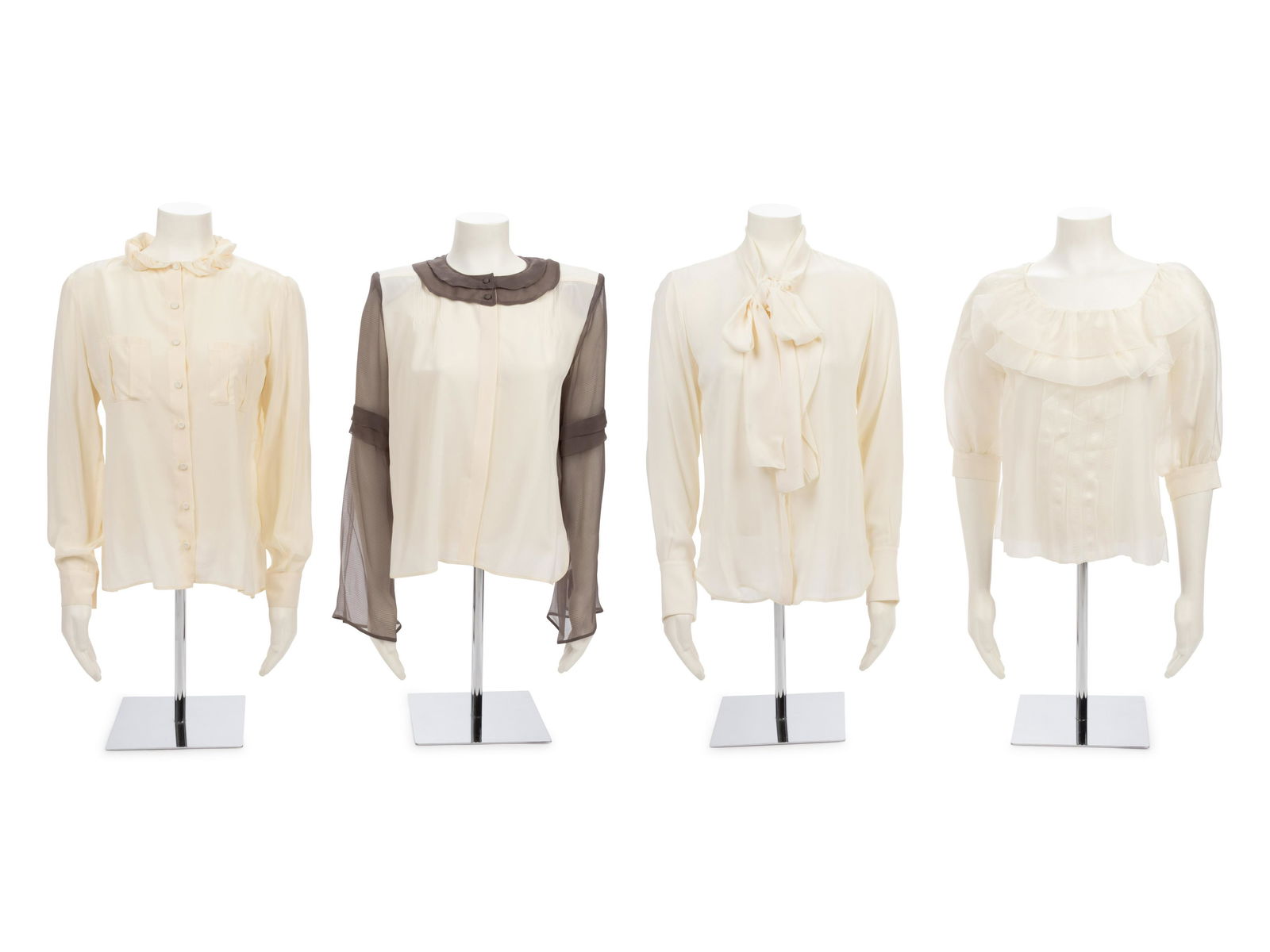 Four Designer Silk Blouses: Two Fendi, One Valentino, (1 of 4)