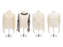 Four Designer Silk Blouses: Two Fendi, One Valentino, (1 of 4)
