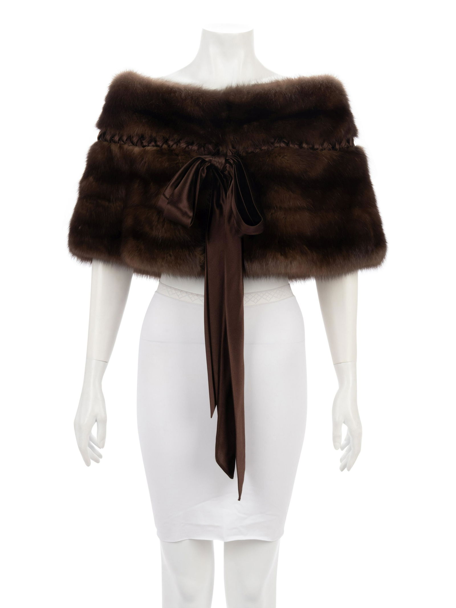 J. Mendel Sable Shrug with Satin Ribbon Bow (1 of 3)