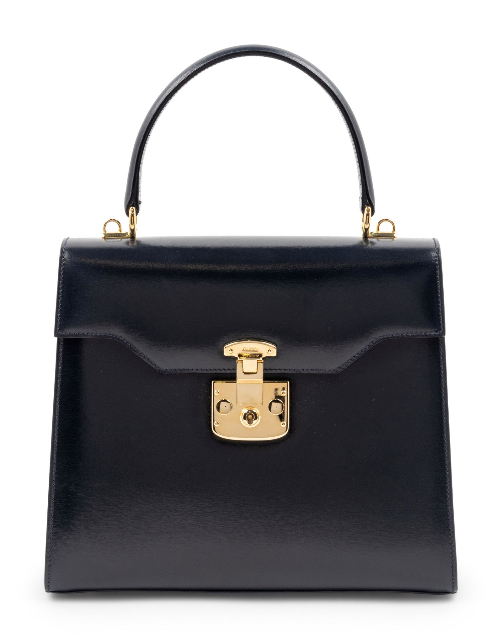 Gucci Navy Leather Front Lock Handbag (1 of 6)