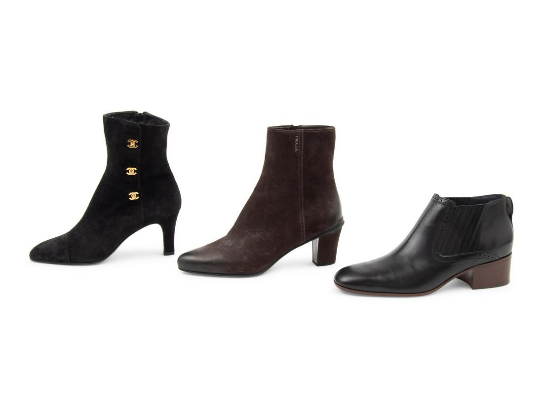 Three Pairs of Designer Boots: One Chanel, One Prada, (1 of 6)