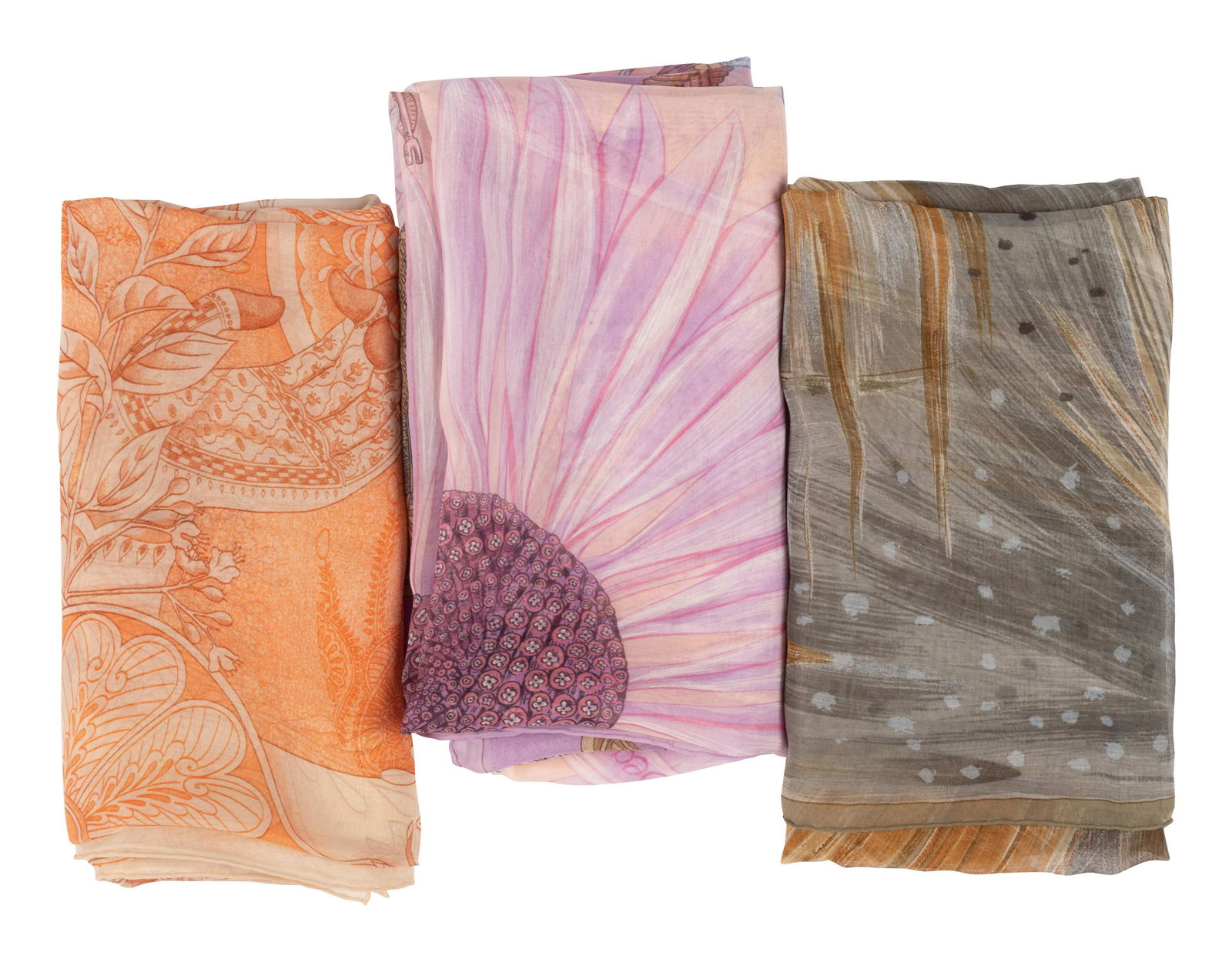 Three Hermes 90cm Silk Chiffon Scarves (1 of 9)