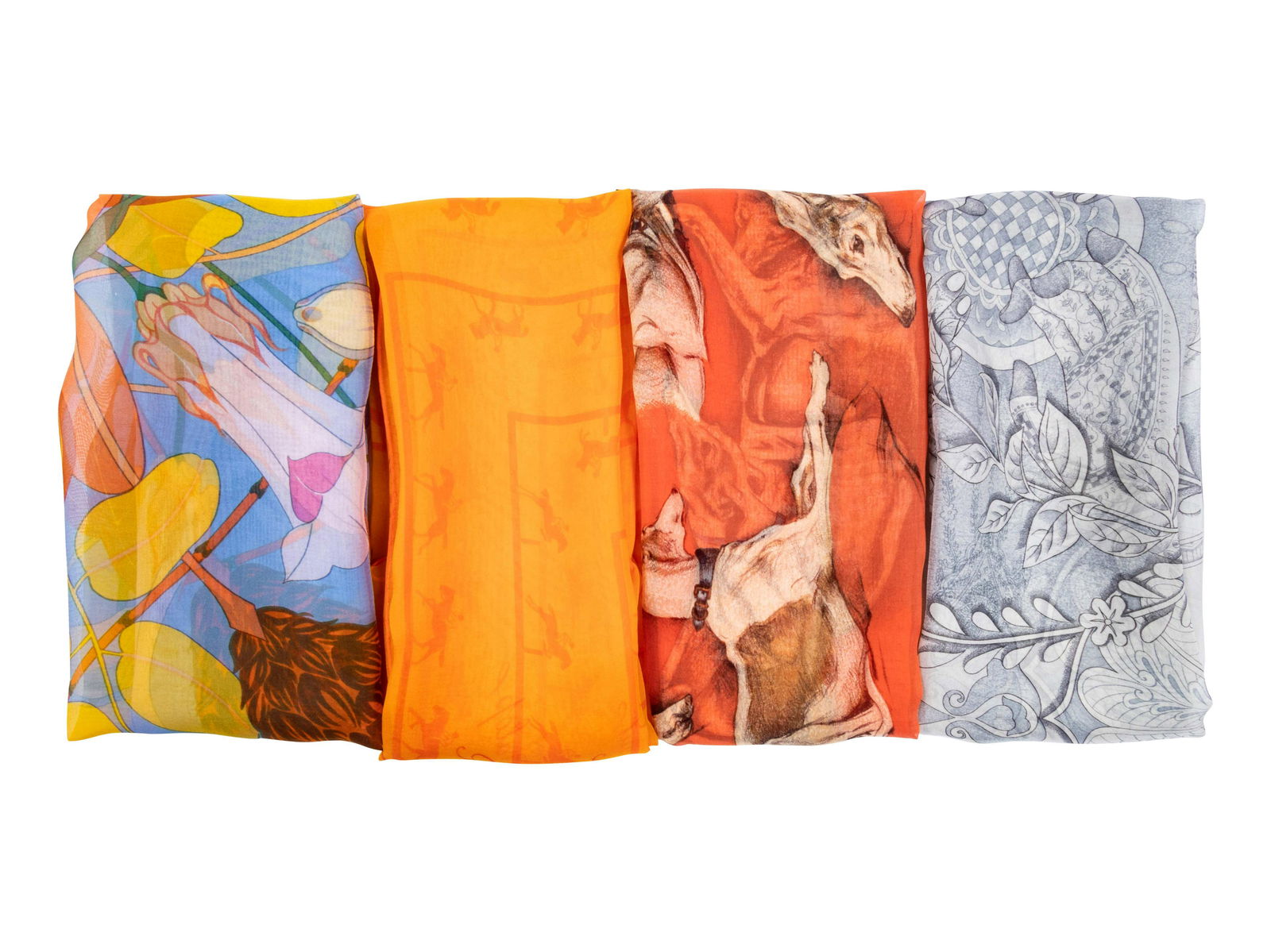 Four Hermes 90cm Silk Chiffon Scarves (1 of 20)