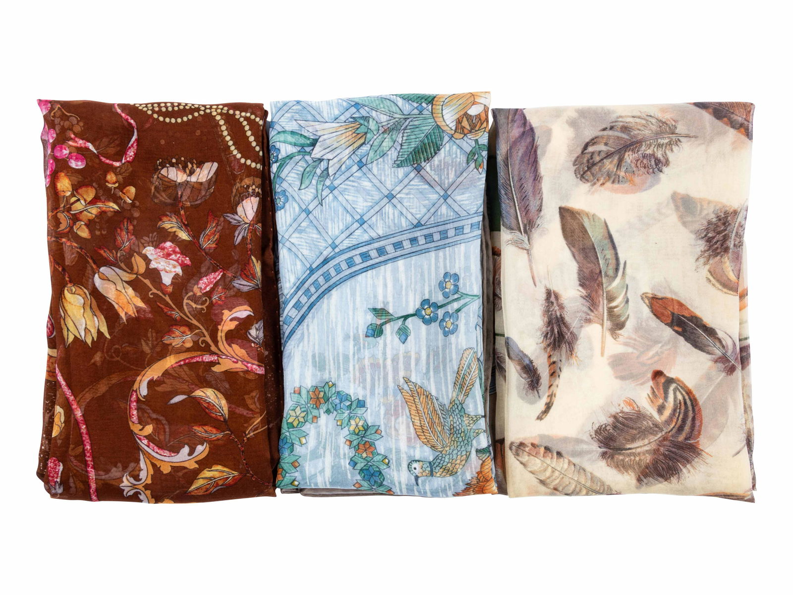 Three Hermes 90cm Silk Chiffon Scarves (1 of 10)