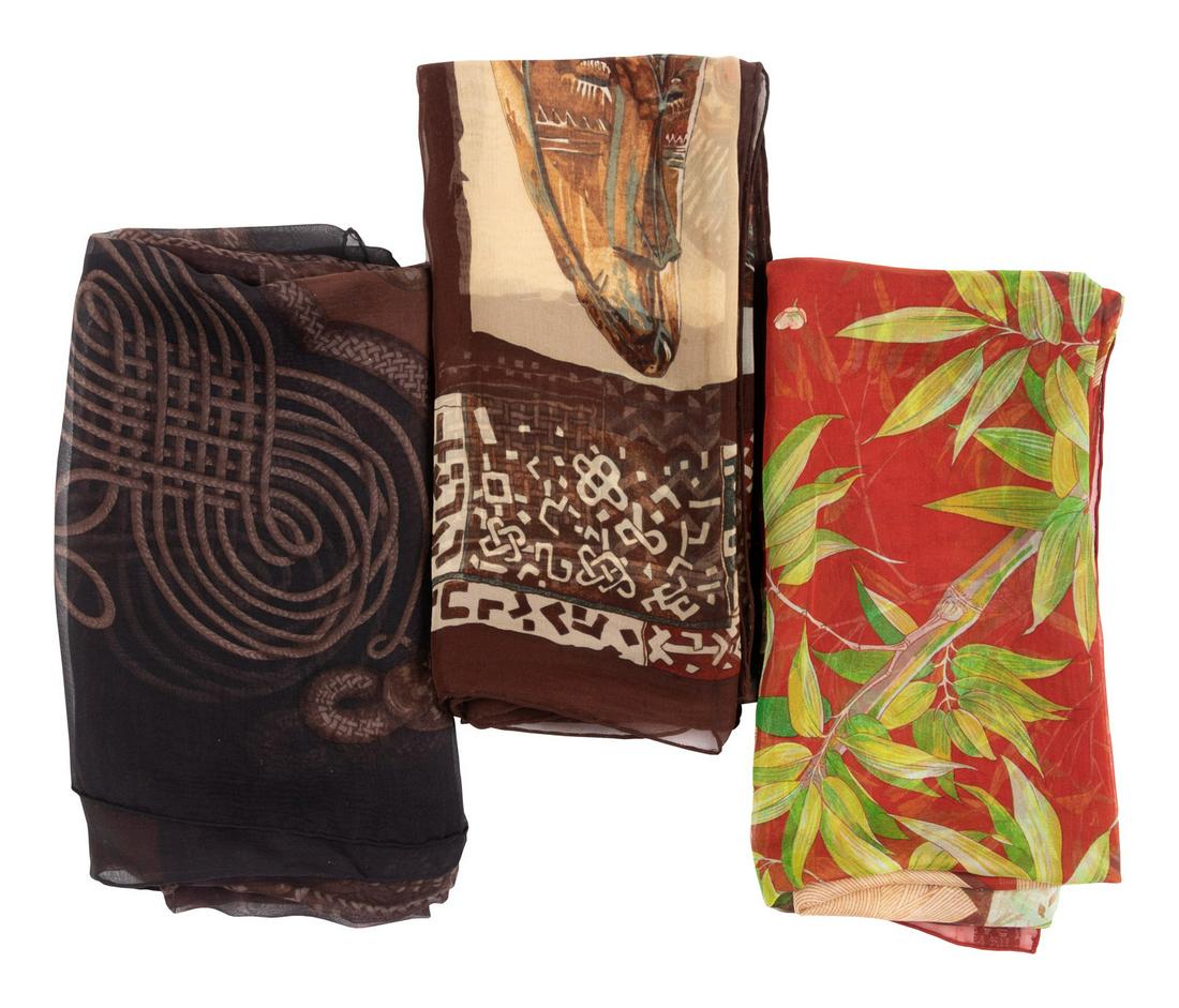 Three Hermes 90cm Silk Chiffon Scarves (1 of 10)