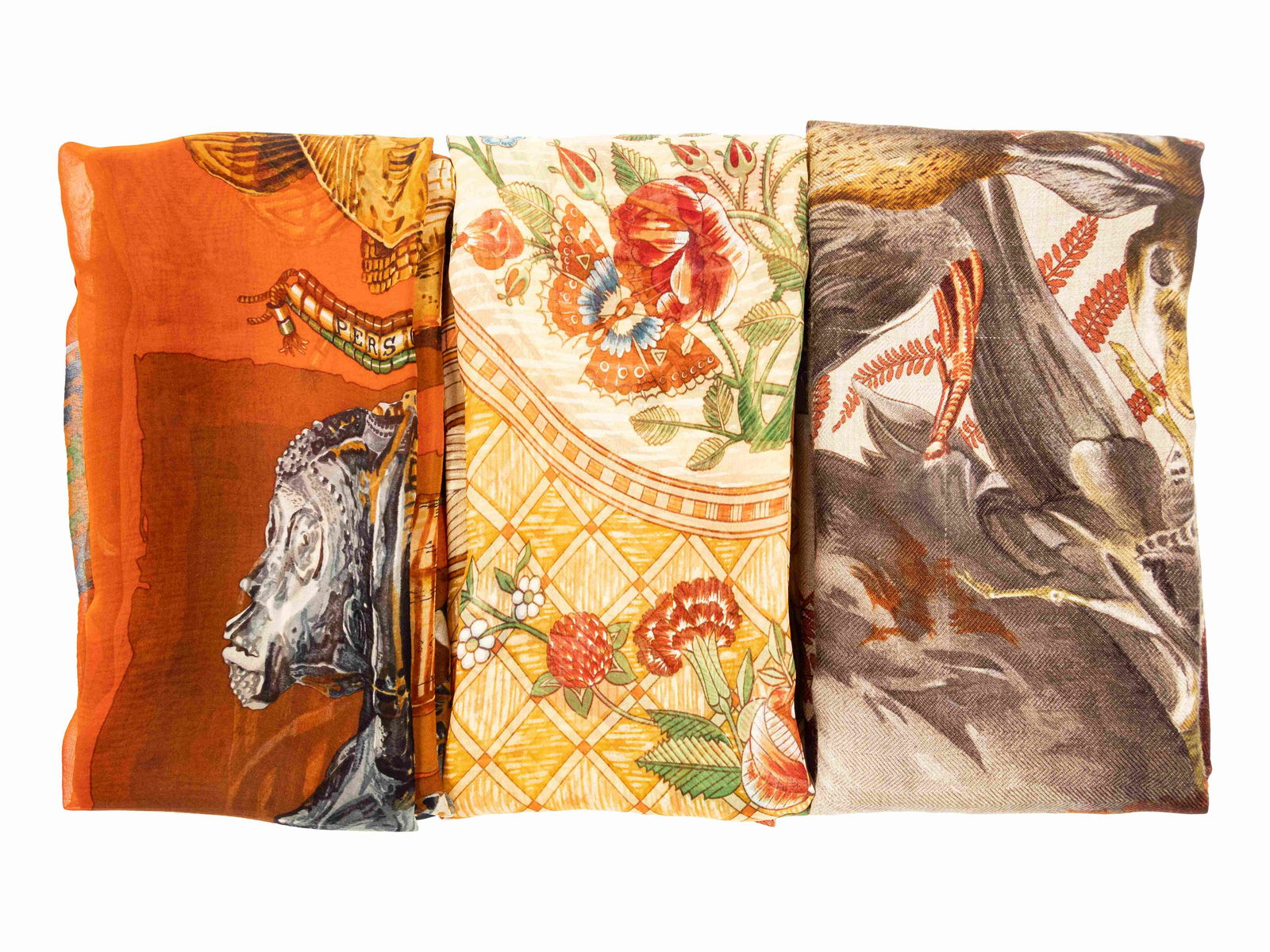 Three 90cm Hermes Scarves: Two Silk/Chiffon, One (1 of 6)