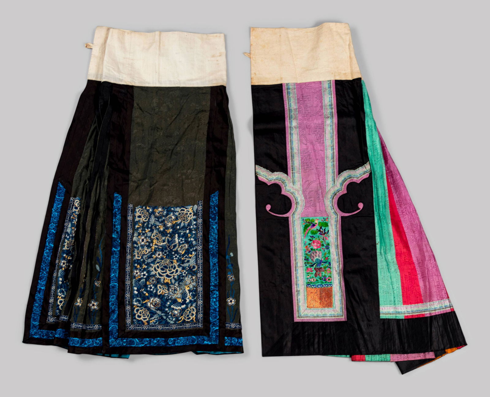 Two Embroidered Silk Apron Skirts (1 of 3)