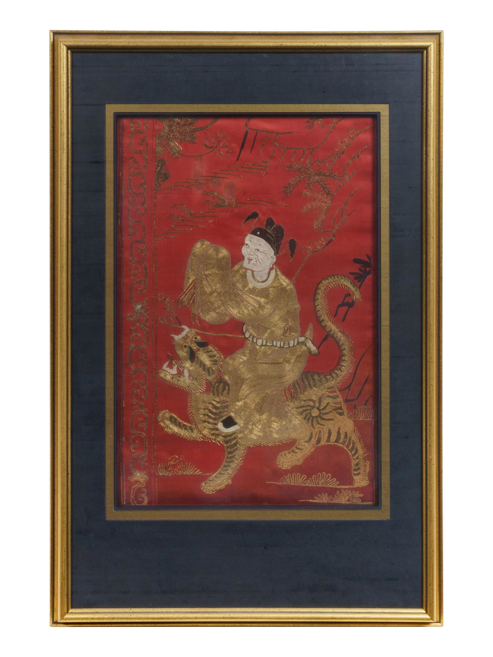 Two Embroidered Silk 'Immortals' Panels (1 of 3)