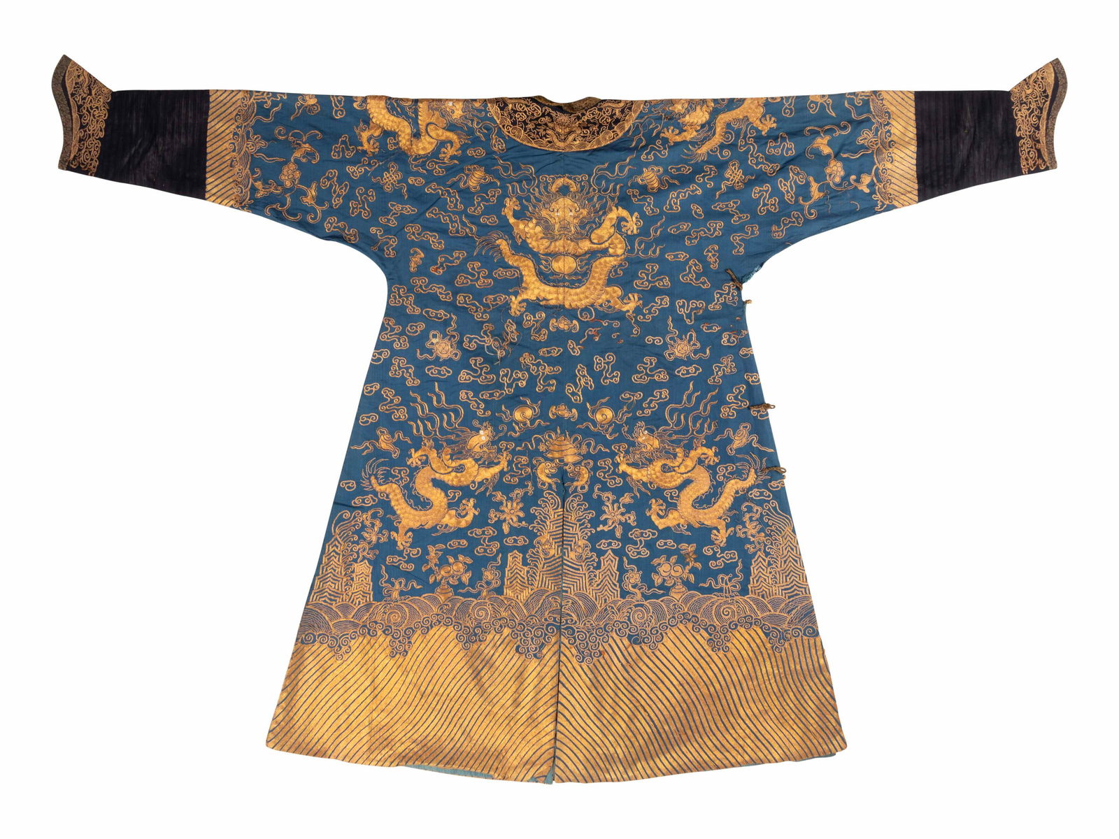 A Blue Ground Embroidered Silk Dragon Robe,Jifu (1 of 4)
