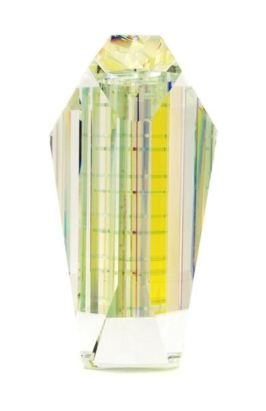 A Glass Sculpture, Paul Manners, Height 12 1/8 in: A Glass Sculpture, Paul Manners, Stochastic, of faceted form, titled and signed Paul Manners. Height 12 1/8 inches. Sold by the Haggerty Museum of Art, Marquette University to benefit future acquisiti