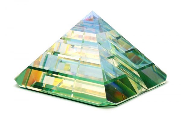 A Glass Sculpture, Paul Manners, Height 5 inches.: A Glass Sculpture, Paul Manners, Cephren's Door, of pyramid form, titled and signed Paul Manners 1986. Height 5 inches. Sold by the Haggerty Museum of Art, Marquette University to benefit future acqui