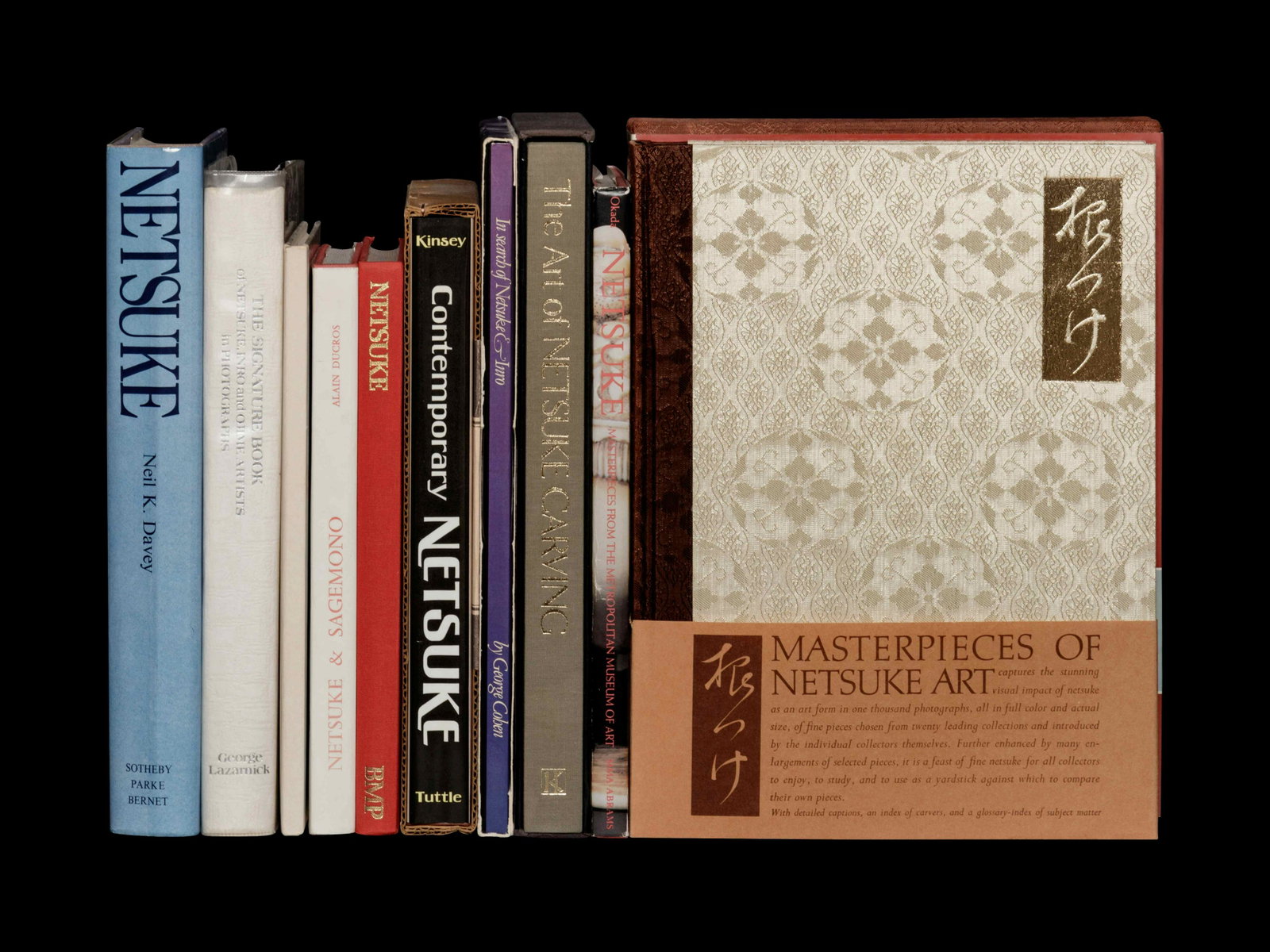 [NETSUKE] A group of works about Japanese Netsuke, Inro: [NETSUKE] A group of works about Japanese Netsuke, Inro and Ojime, comprising: DAVEY, Neil K. Netsuke : a comprehensive study based on the M.T. Hindson Collection. New York : Sotheby Parke Bernet, 197