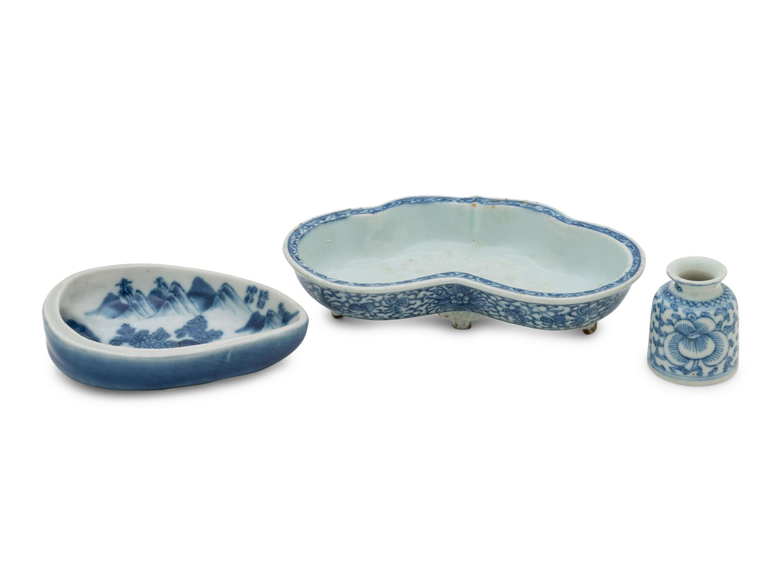 Three Chinese Blue and White Porcelain Scholar's (1 of 4)