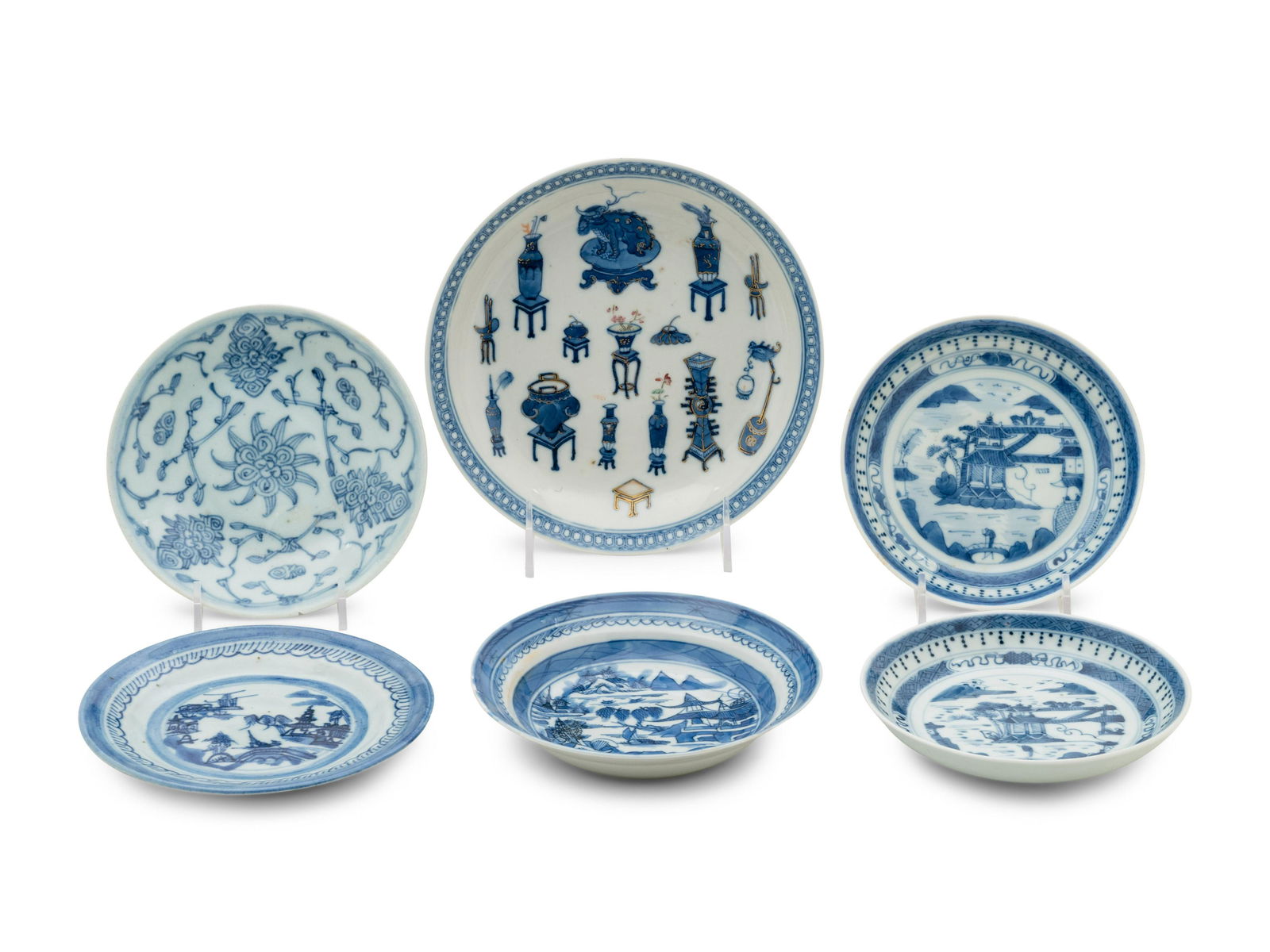 Six Chinese Blue and White Porcelain Plates (1 of 3)