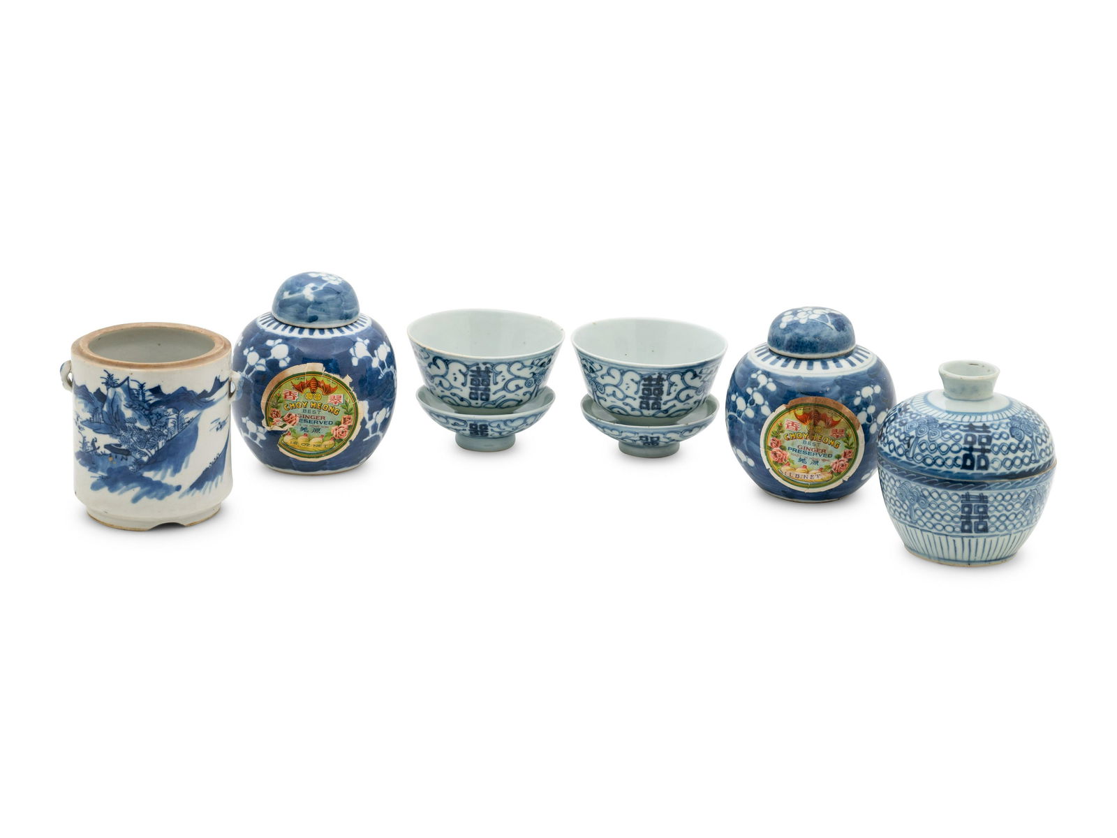 Six Chinese Blue and White Porcelain Articles (1 of 3)