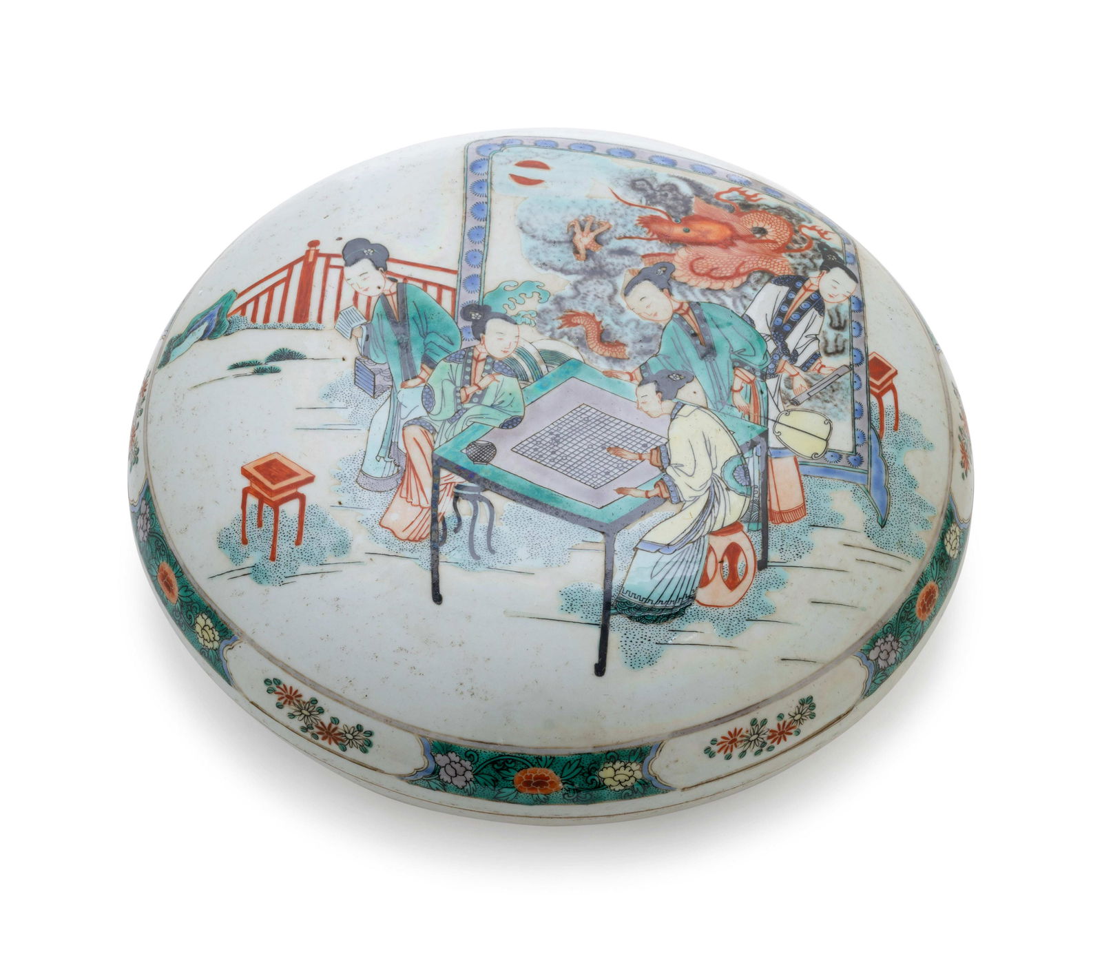 A Chinese Famille Verte Porcelain Box and Cover (1 of 3)