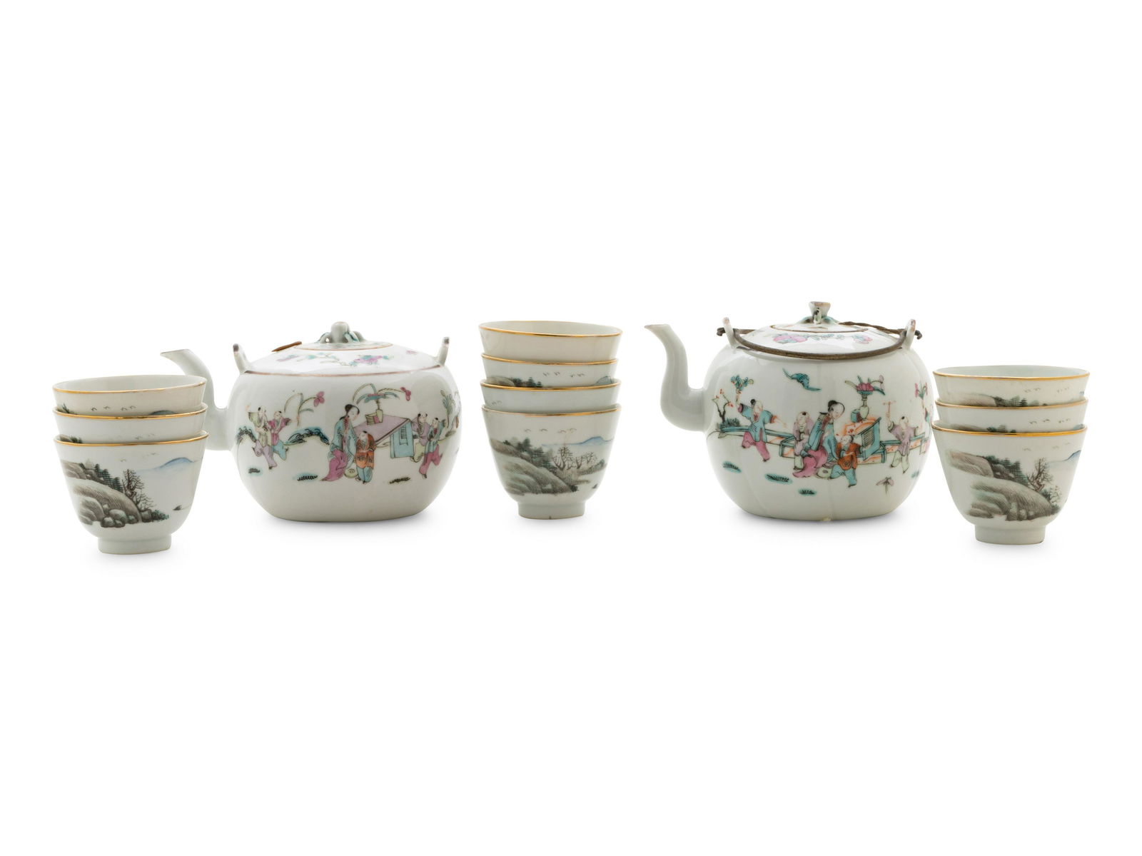 A Chinese Famille Rose Teapots and Teacups Set (1 of 4)