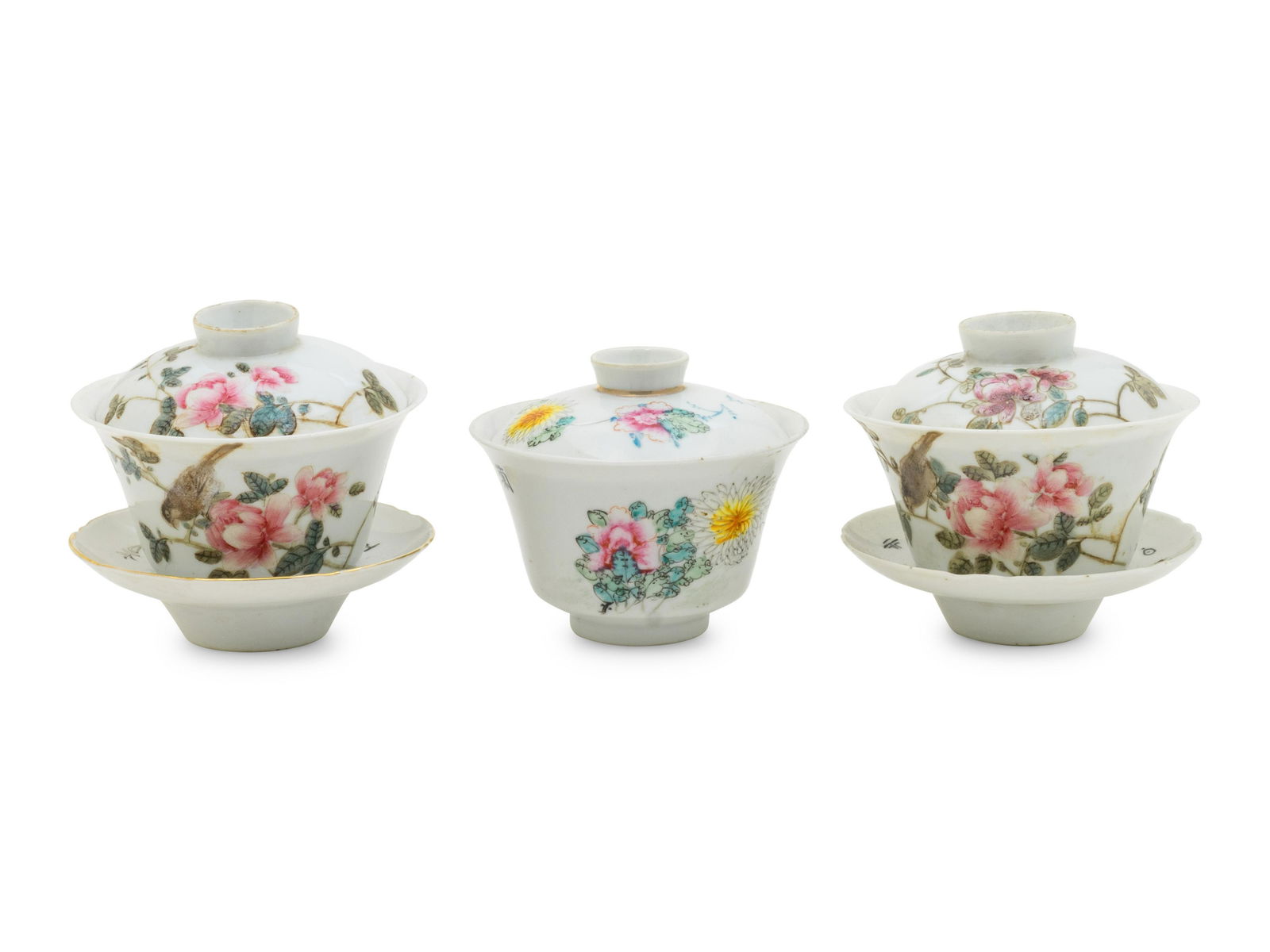 Three Chinese Famille Rose Porcelain Teacups (1 of 4)