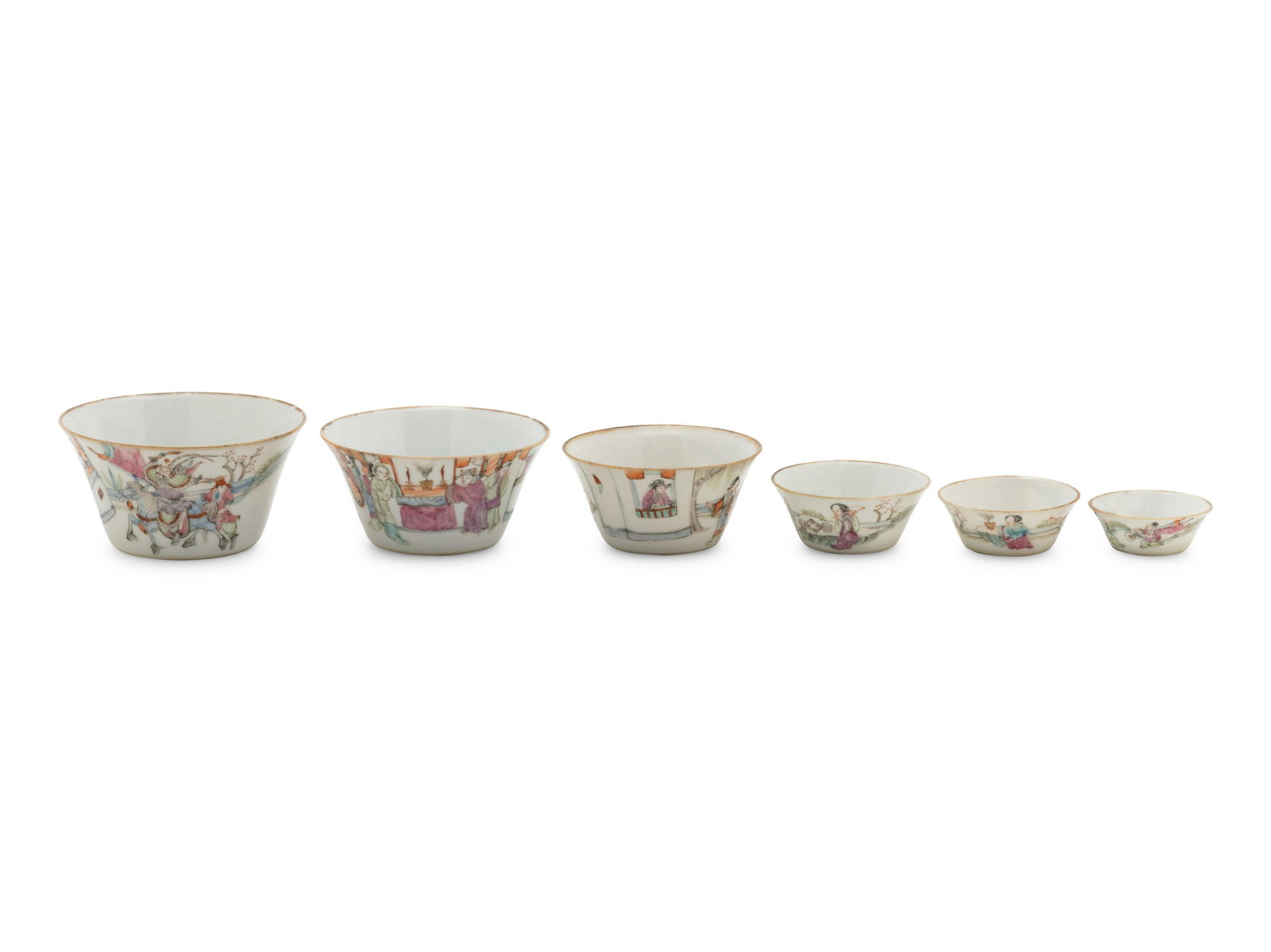 A Set of Six Chinese Famille Rose Porcelain Cups (1 of 3)