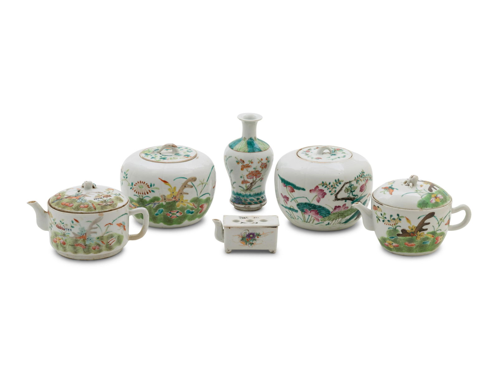 Six Chinese Famille Rose 'Flowers and Butterflies' (1 of 4)