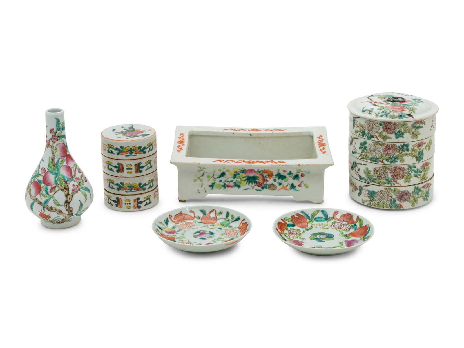 Six Chinese Familles Rose 'Flowers and Peaches' (1 of 5)