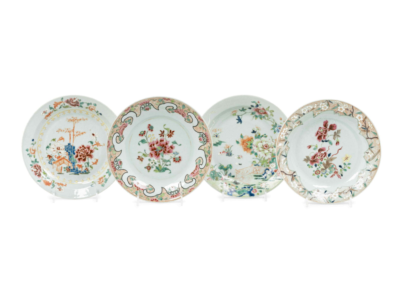Four Chinese Export Style Famille Rose Porcelain Plates (1 of 3)