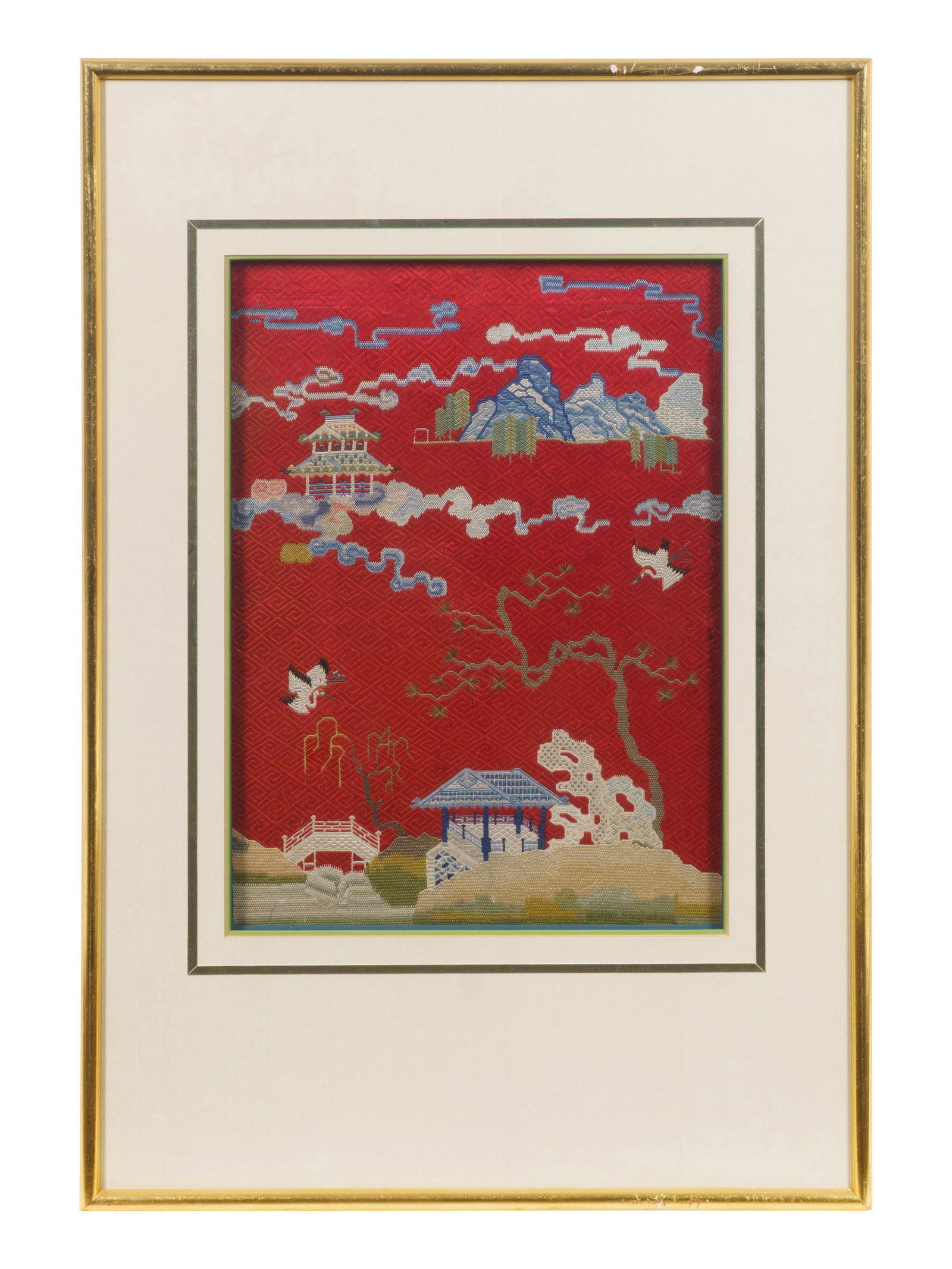 Three Chinese Embroidered and Woven Silk Panels (1 of 5)