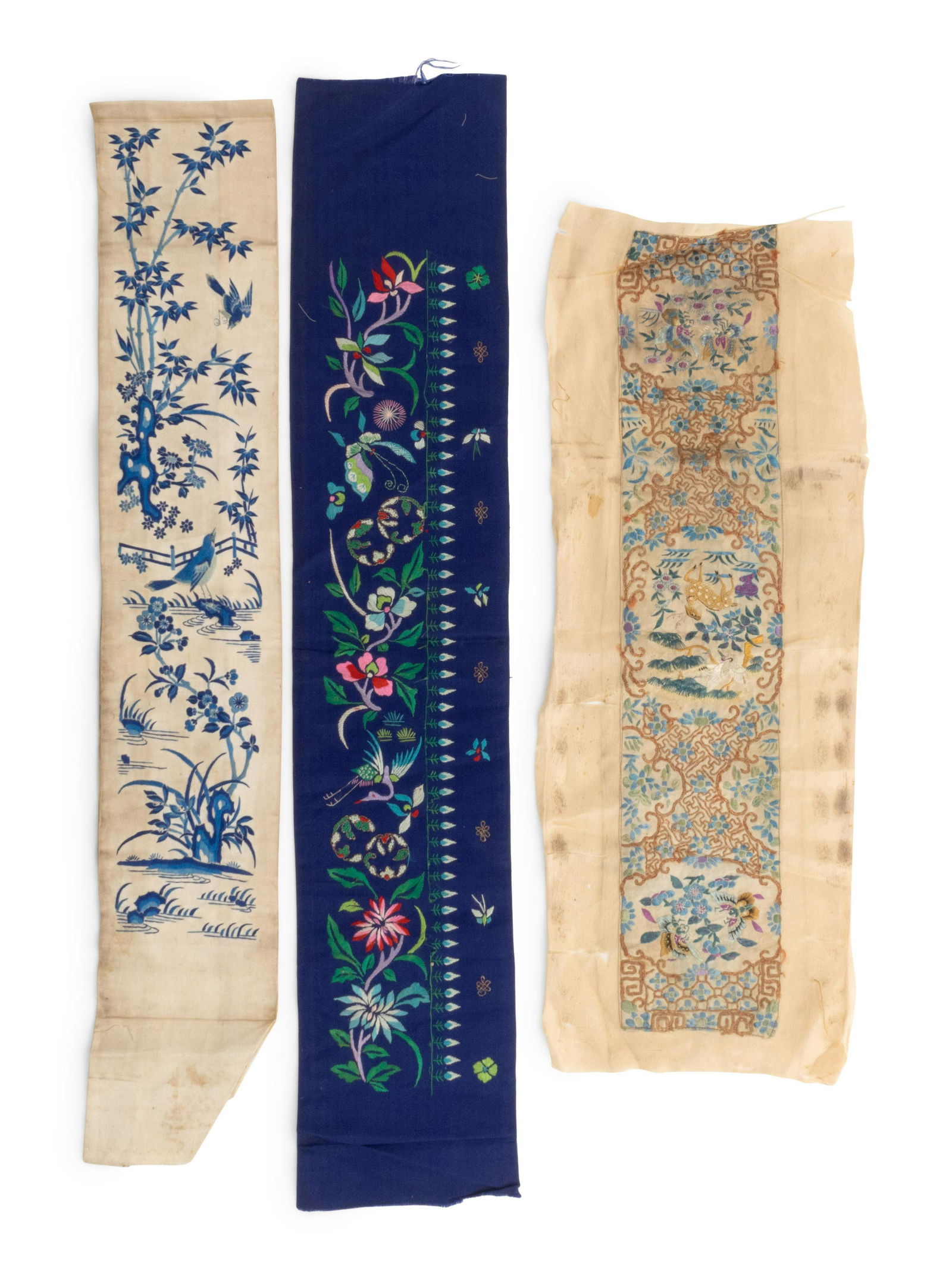 Three Chinese Embroidered Silk Panels (1 of 2)