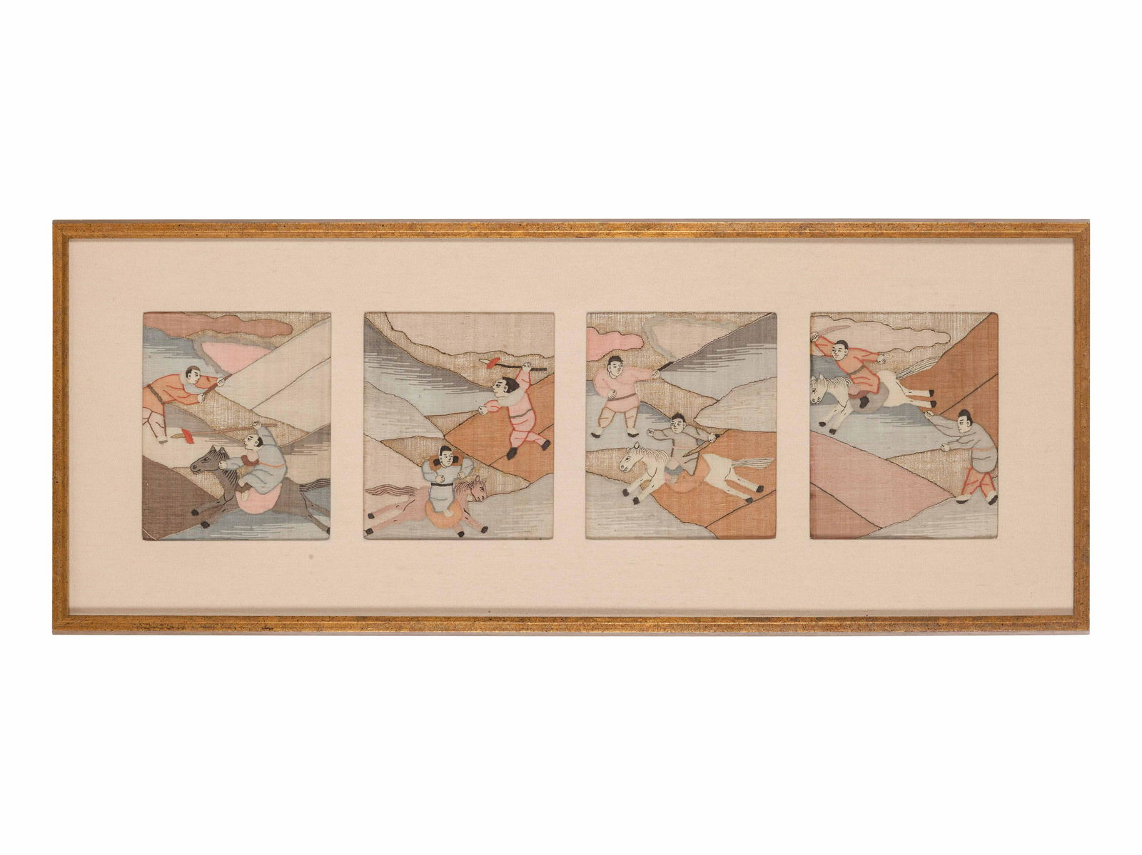 Eight Chinese Cream Ground Kesi Woven Silk Panels (1 of 7)