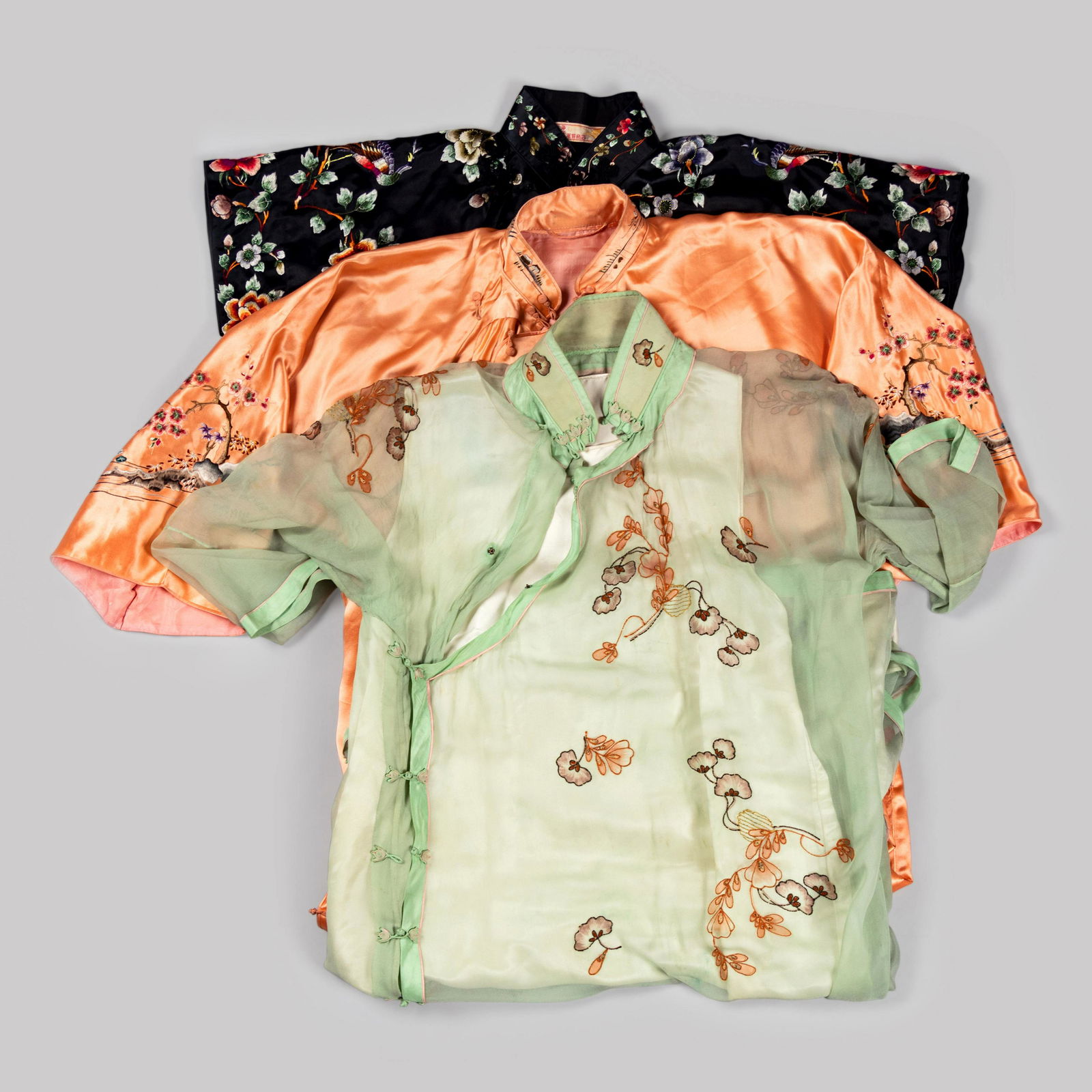 Three Chinese Embroidered Silk Ladies' Cheongsam, Qipao (1 of 8)